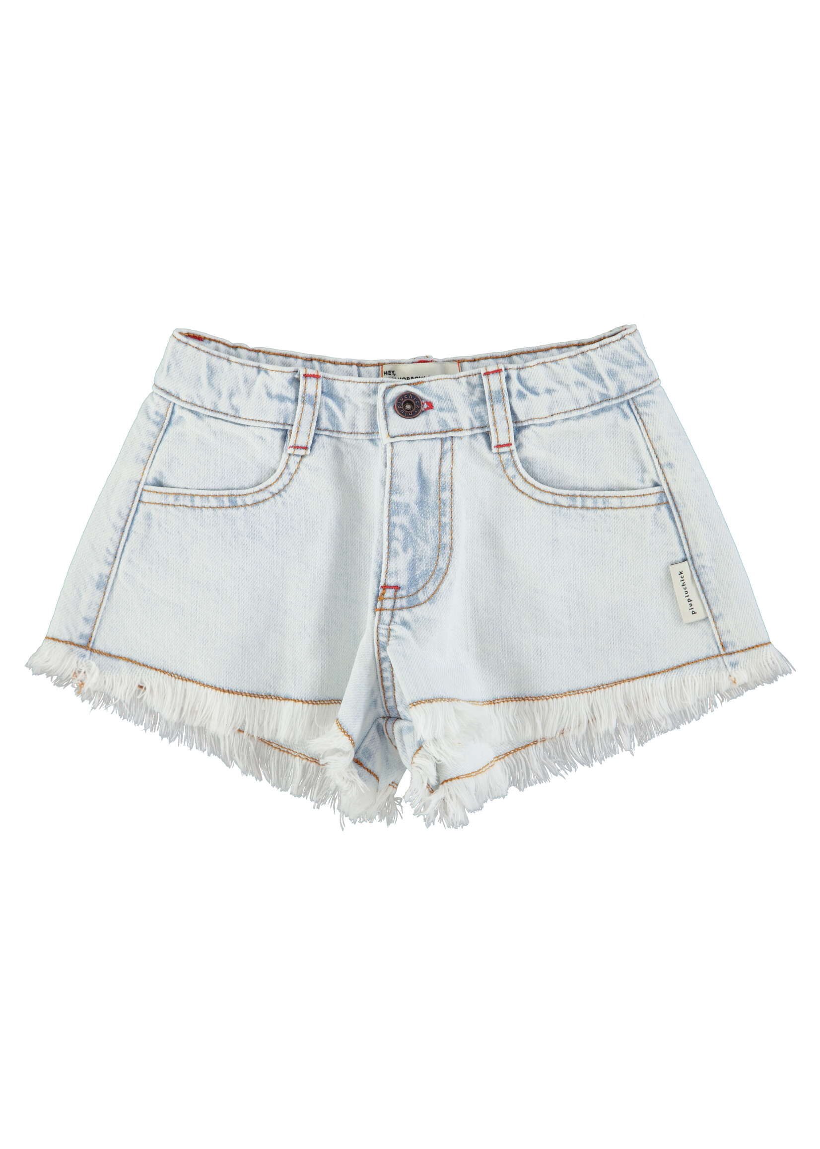Piupiuchick Shorts with fringes | Washed light blue denim  - Piupiuchick