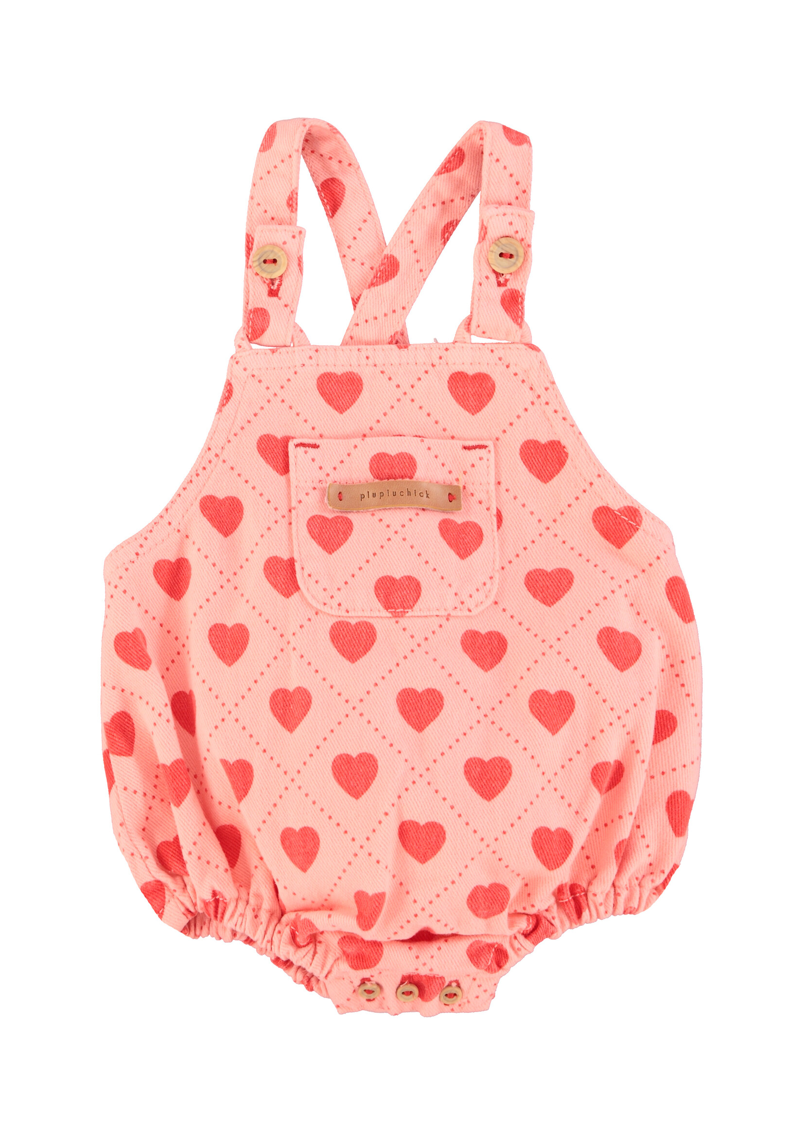Piupiuchick Baby romper | Pink w/ red hearts - Piupiuchick