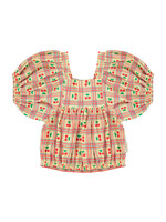 Piupiuchick Cropped blouse w/ baloon sleeves | Light yellow w/ cherries - Piupiuchick