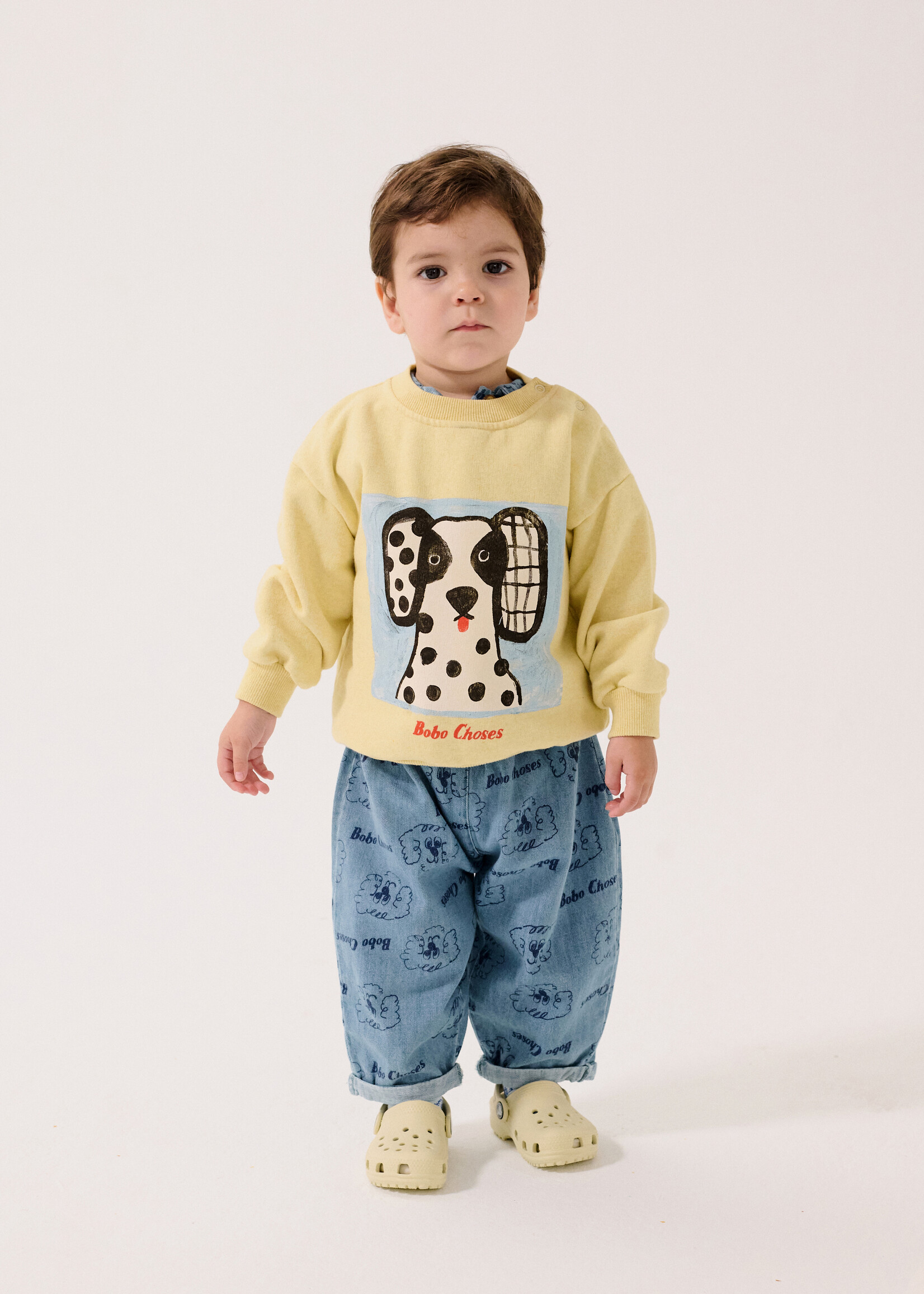 Bobo Choses Pickles the dog all over denim pants - Bobo Choses
