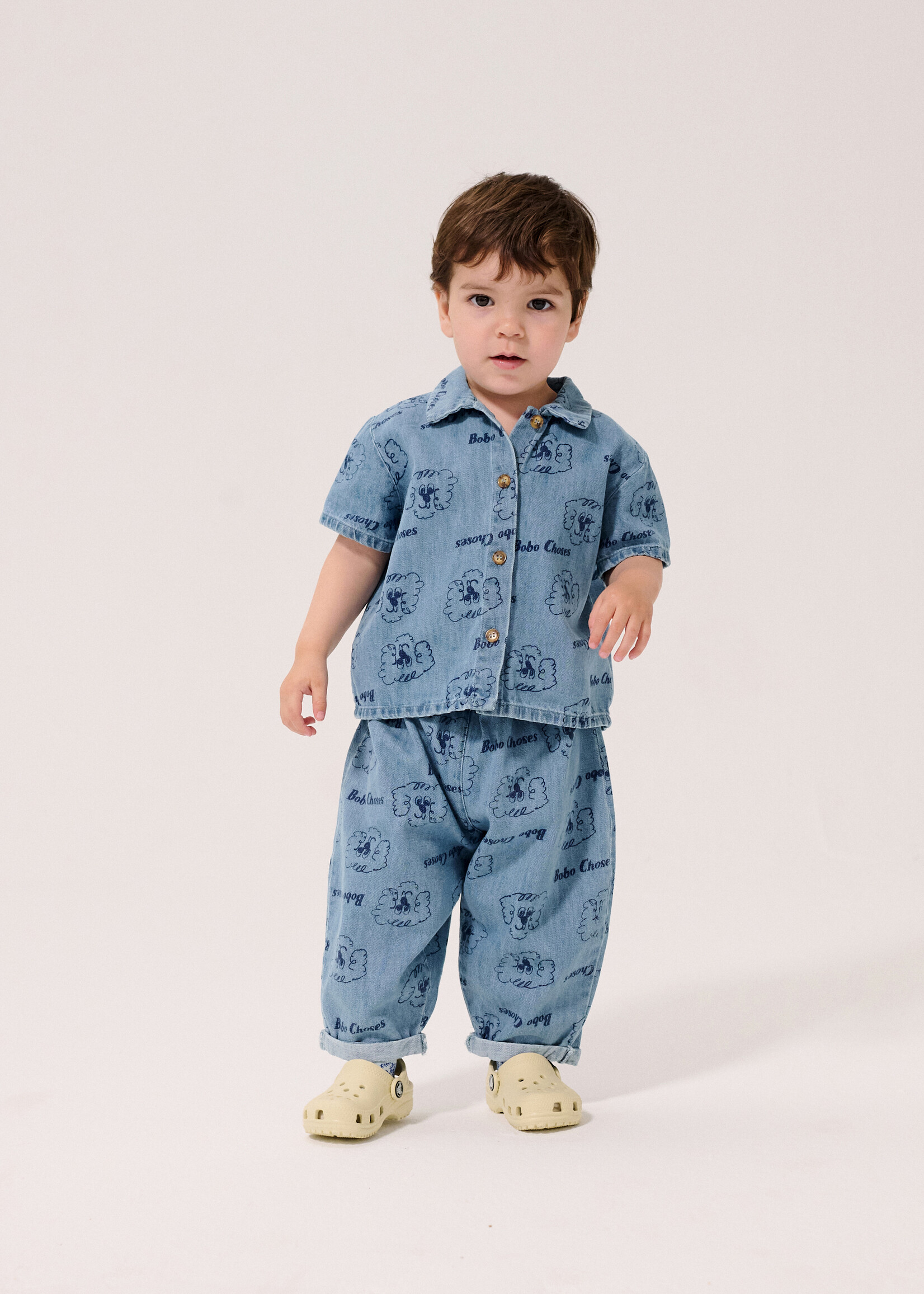 Bobo Choses Pickles the dog all over denim pants - Bobo Choses