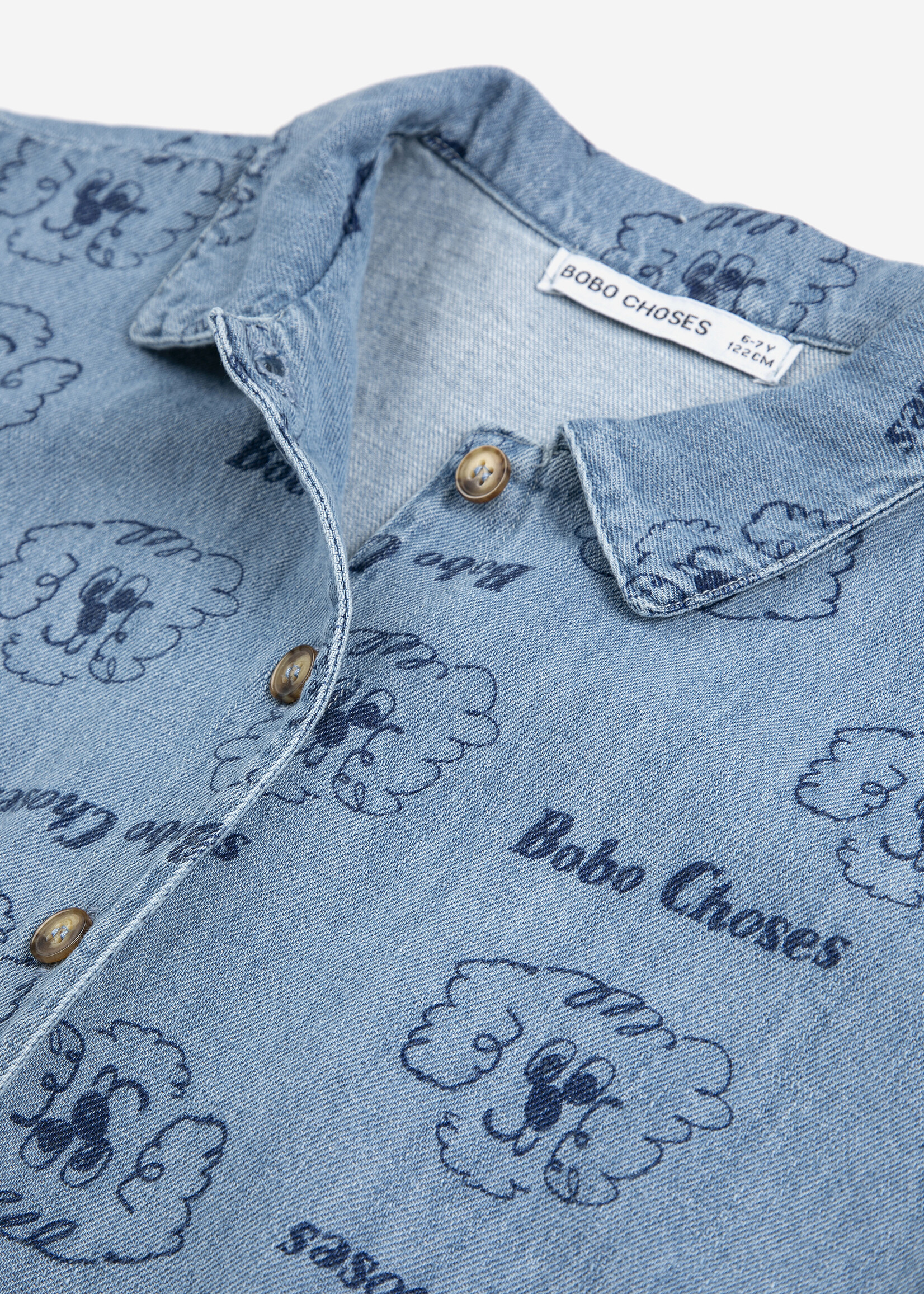 Bobo Choses Pickles the dog all over denim shirt - Bobo Choses
