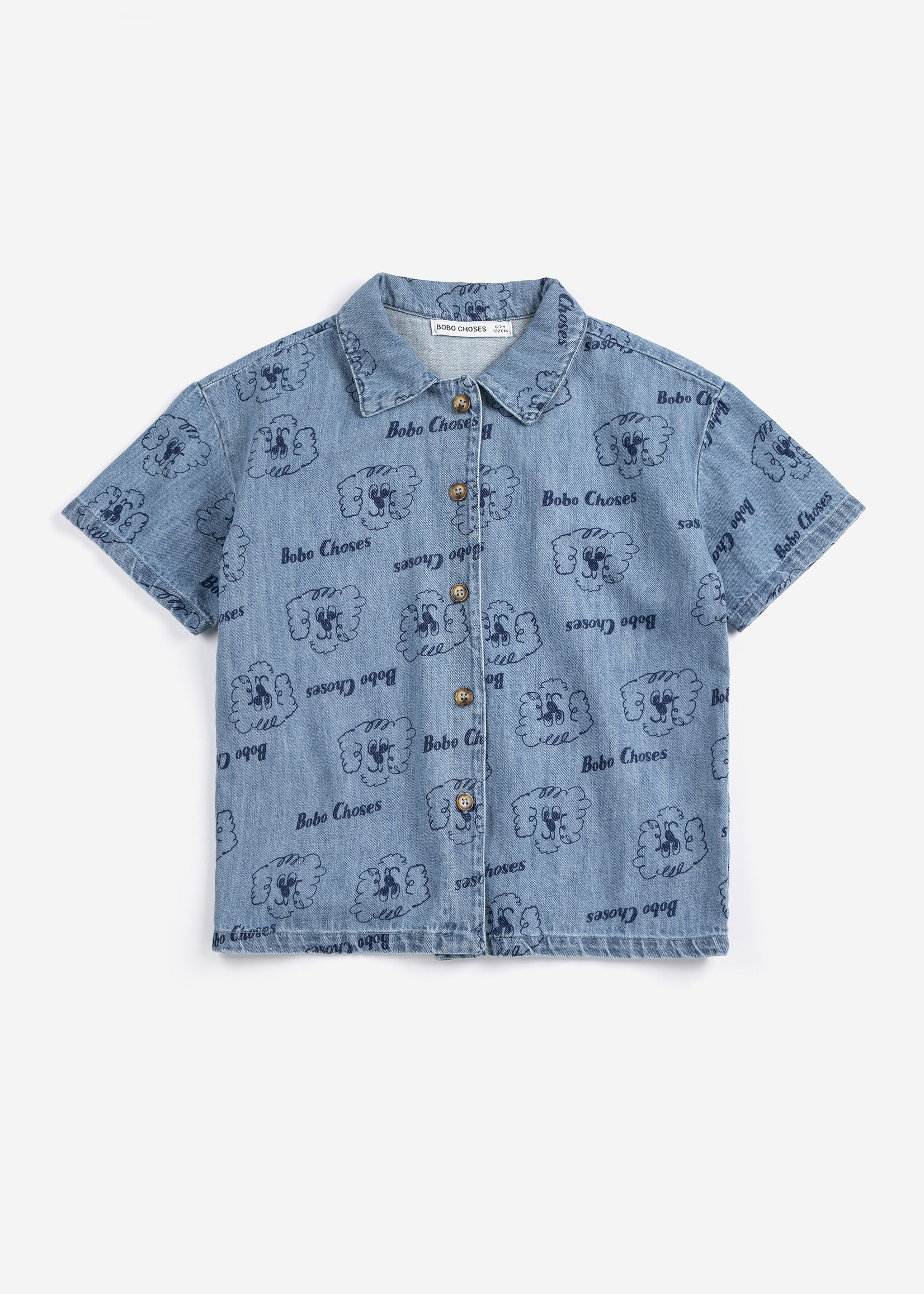 Bobo Choses Pickles the dog all over denim shirt - Bobo Choses