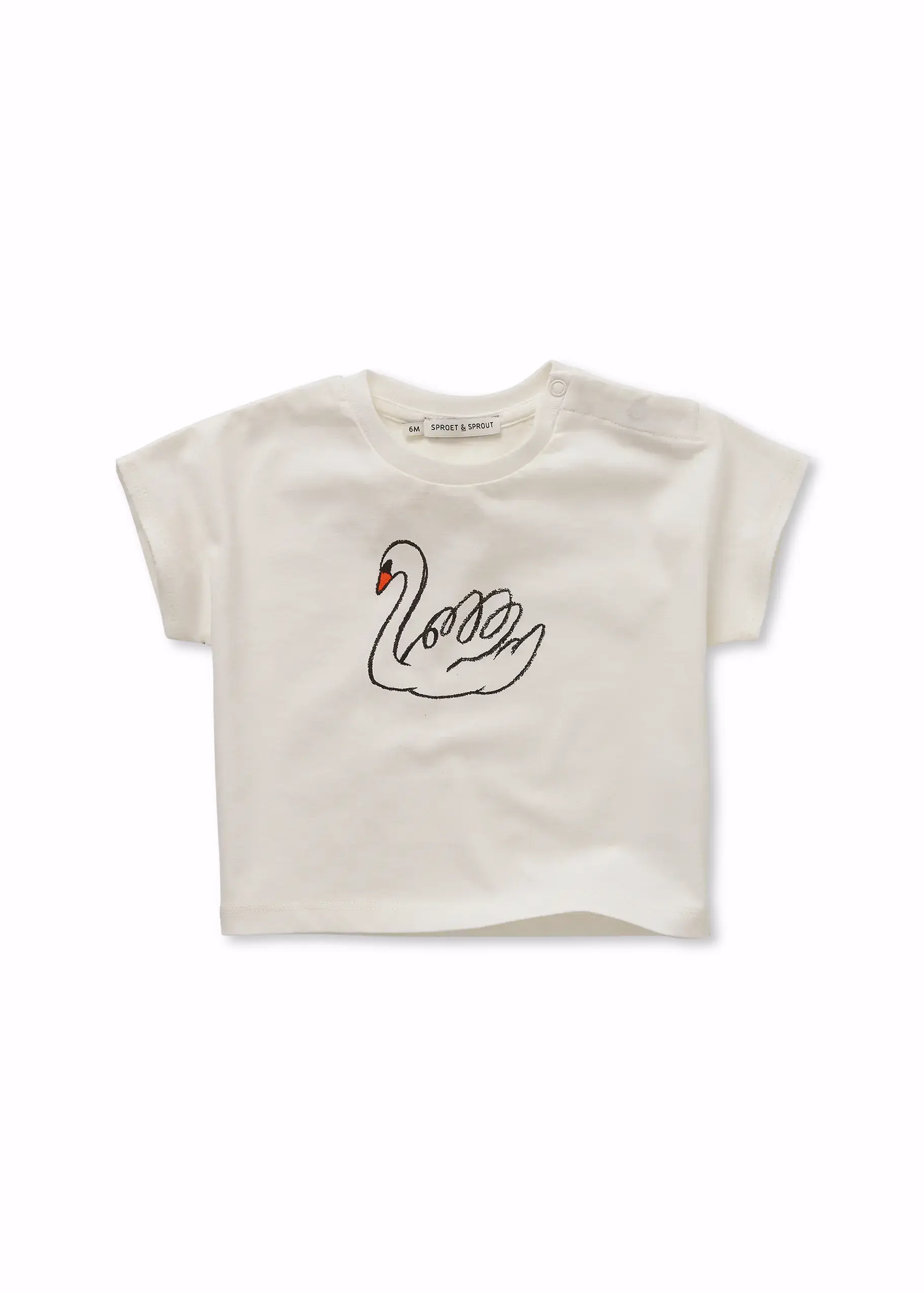 Sproet en Sprout Baby tshirt swan Off white - Sproet en Sprout