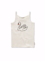 Sproet en Sprout Girls spaghetti top swan Off white  - Sproet en Sprout