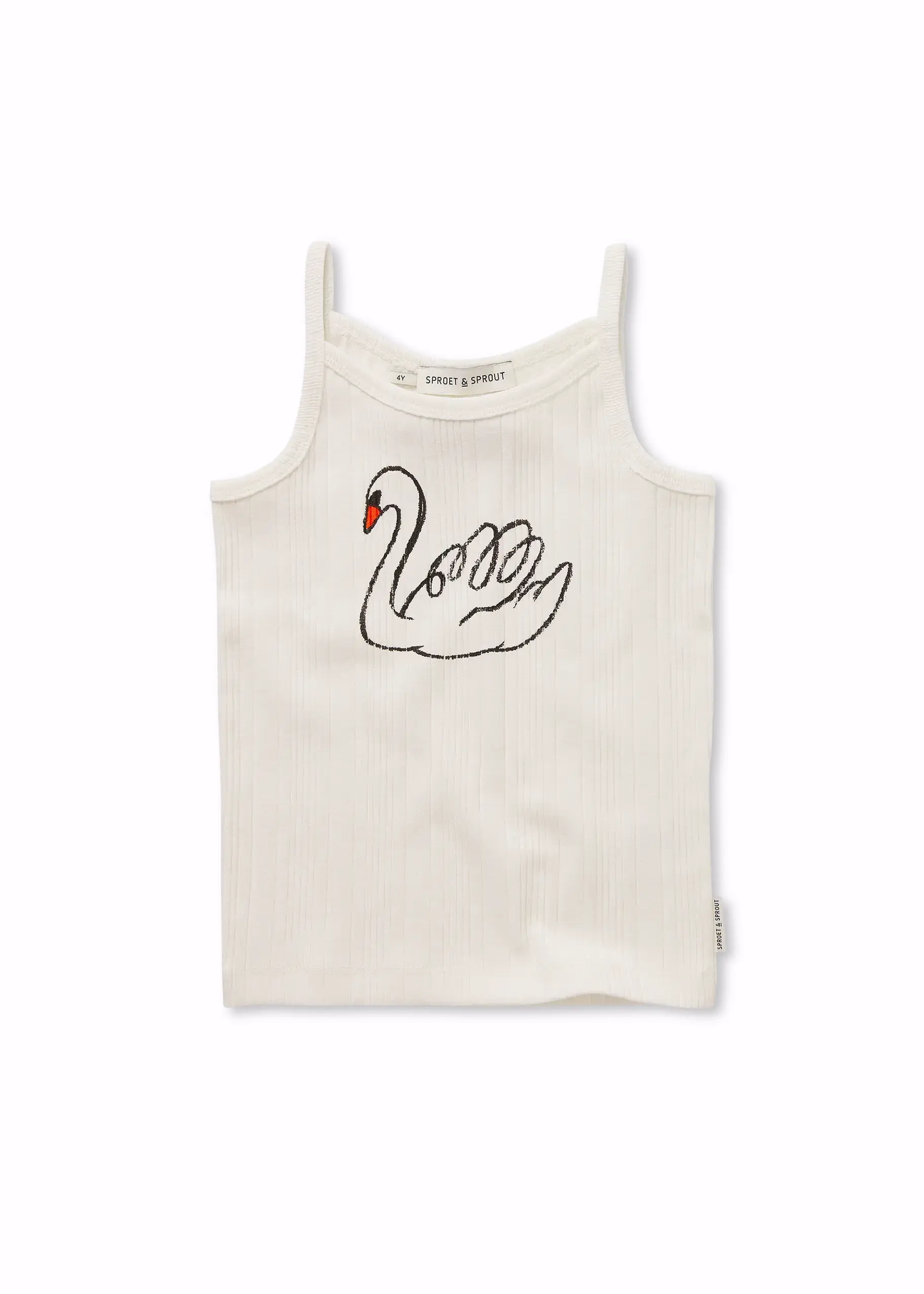 Sproet en Sprout Girls spaghetti top swan Off white  - Sproet en Sprout
