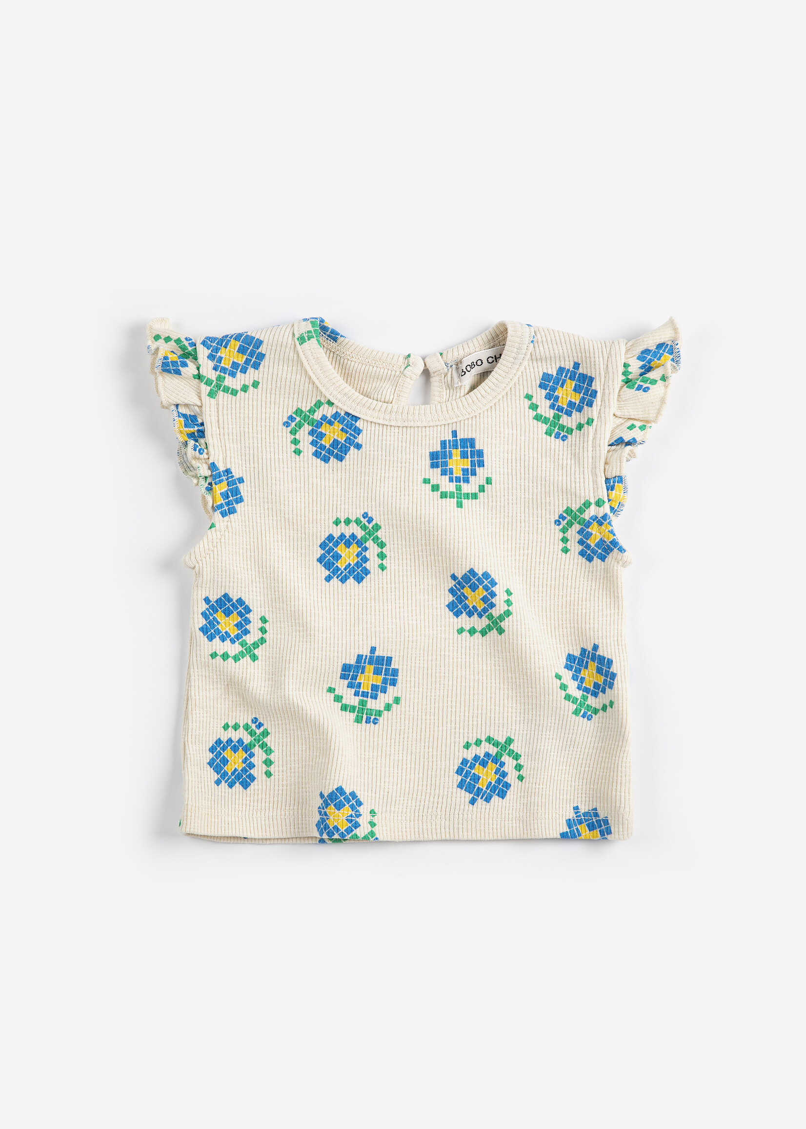 Bobo Choses Pixel flowers all over ruffled top - Bobo Choses