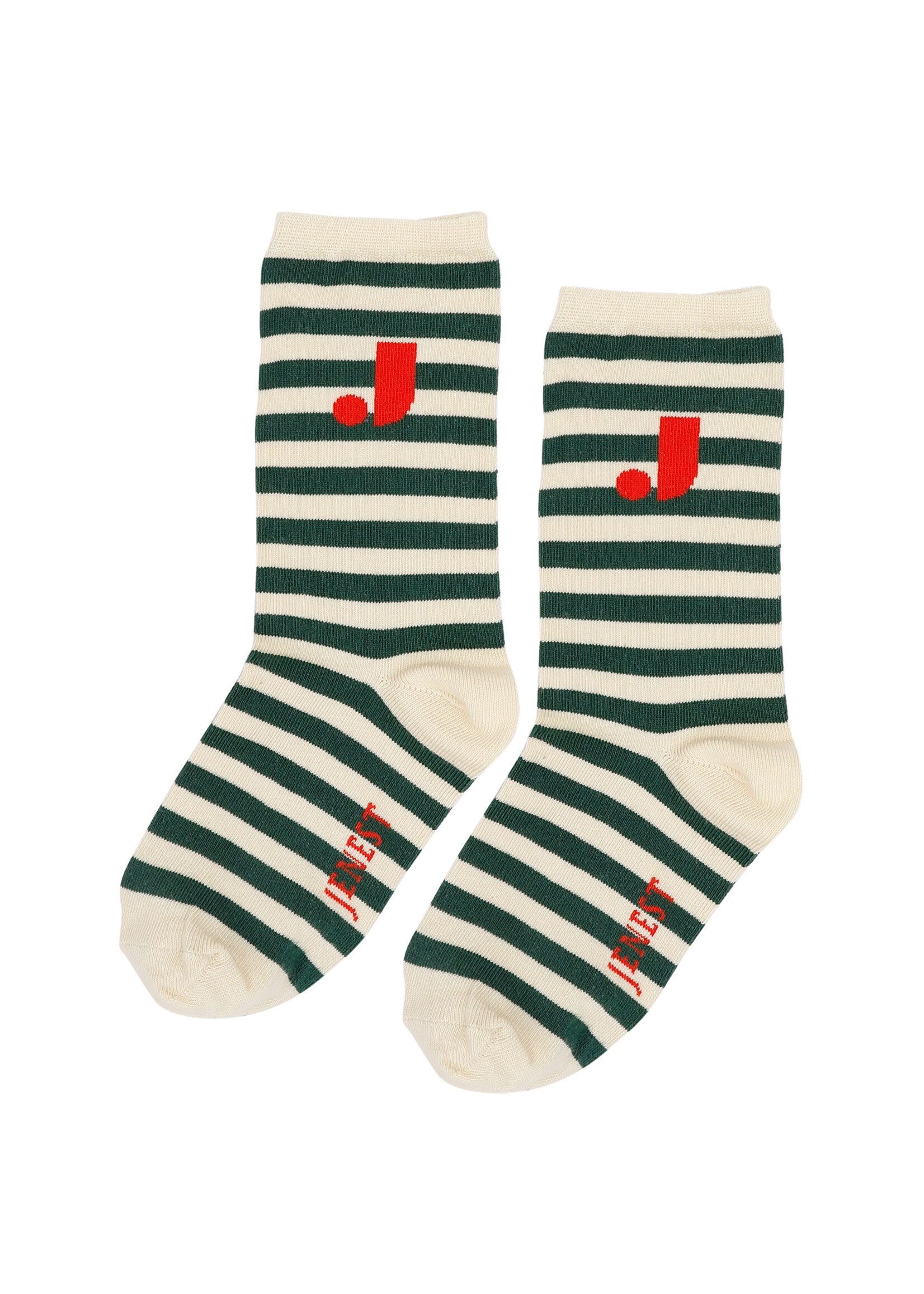 Jenest J stripe socks Offwhite green - Jenest