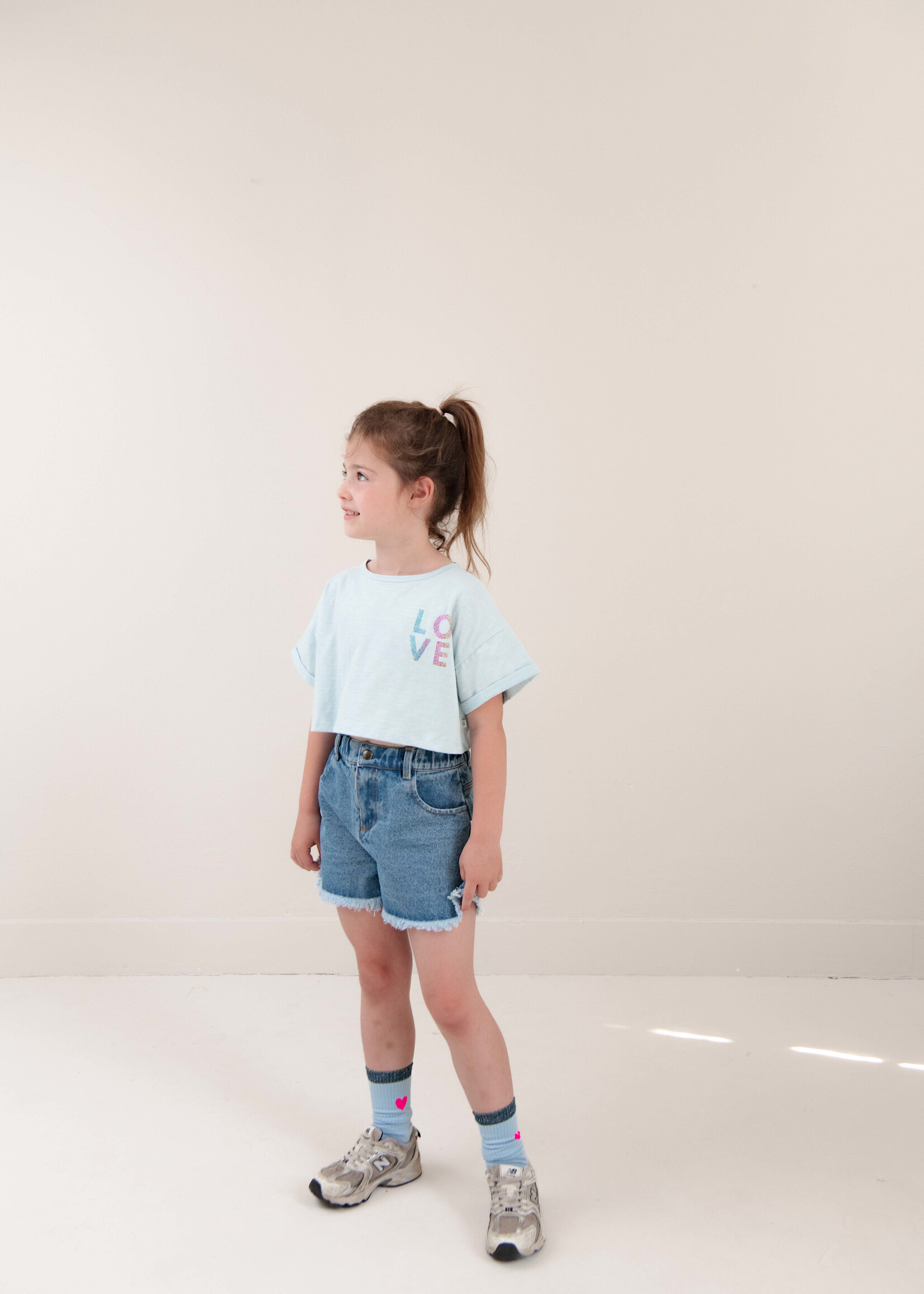 Jenest Lizzy cropped tshirt Water blue - Jenest