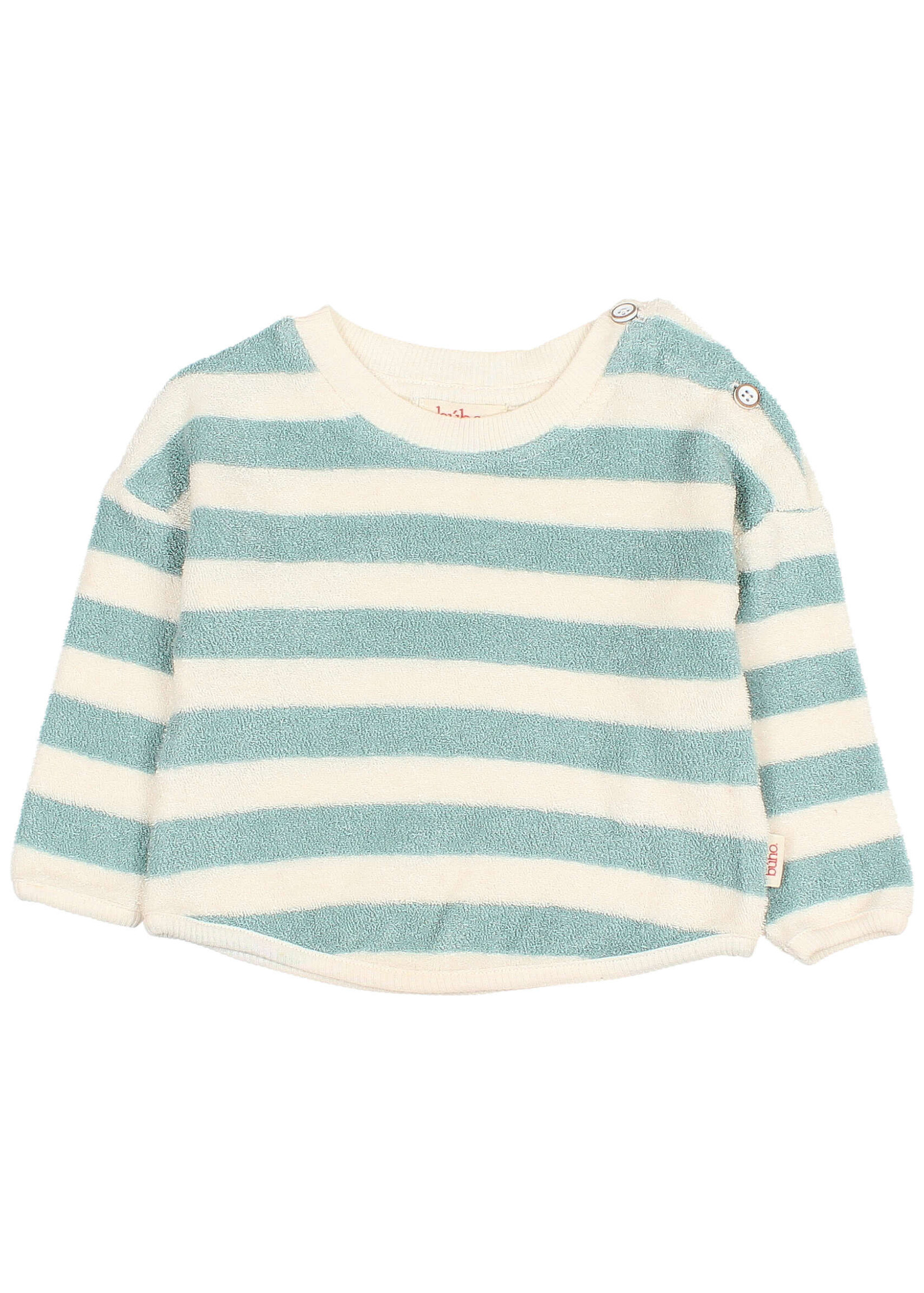 Buho Barcelona BB Terry stripes sweatshirt Green moss - Buho