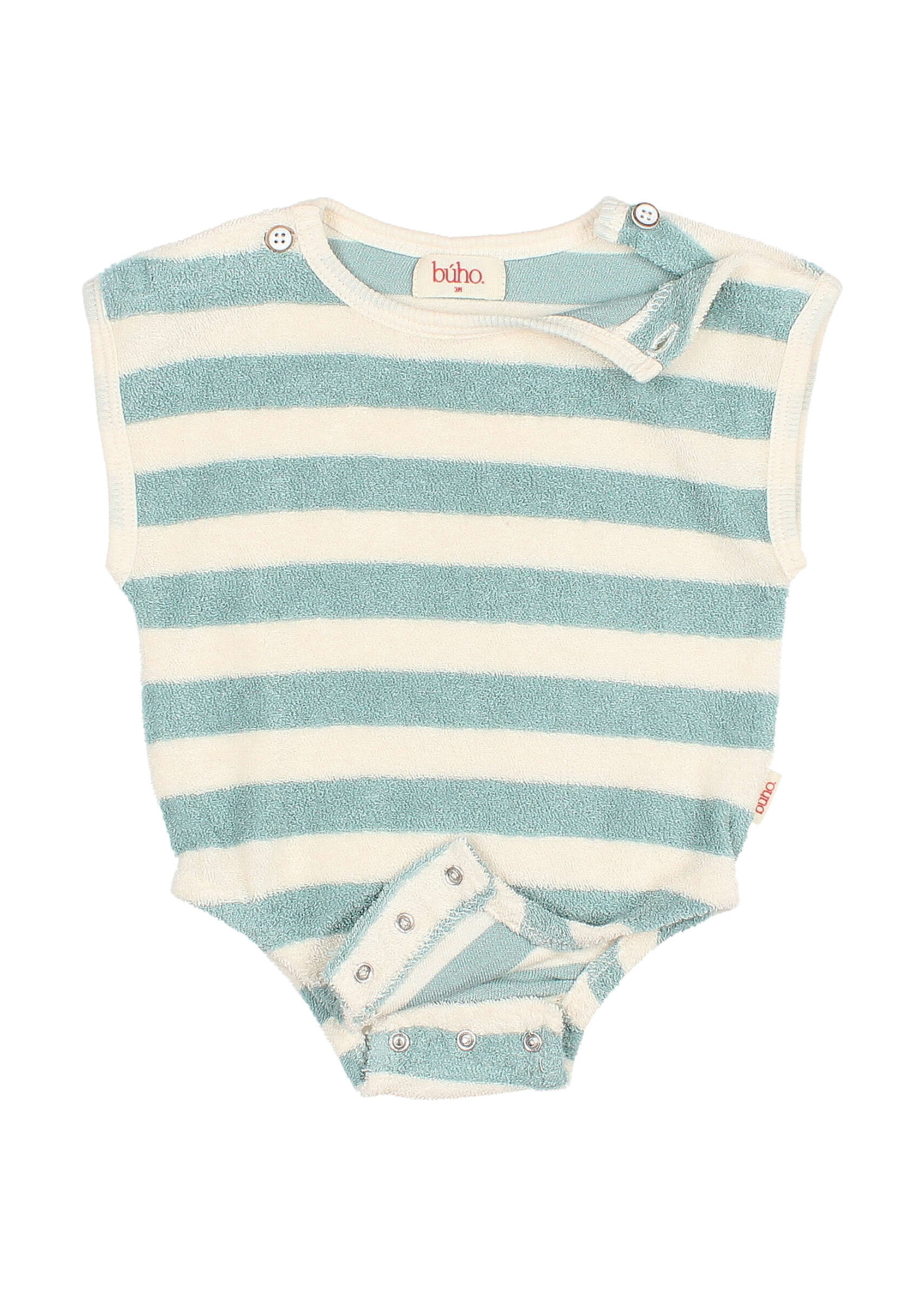 Buho Barcelona BB Terry stripes romper Green moss - Buho