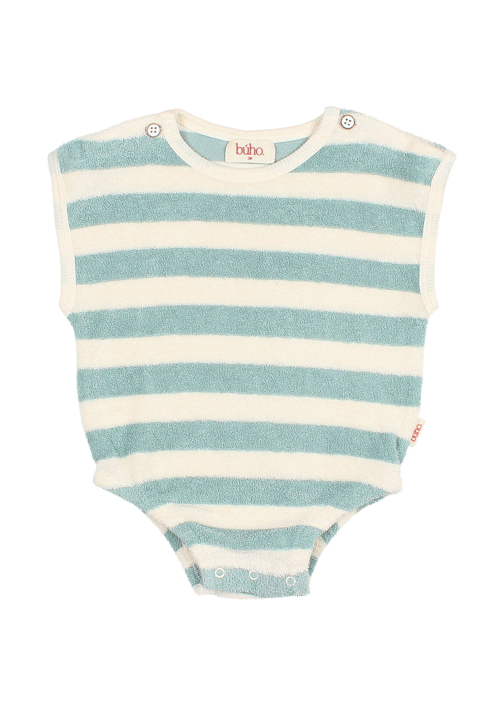 Buho Barcelona BB Terry stripes romper Green moss - Buho