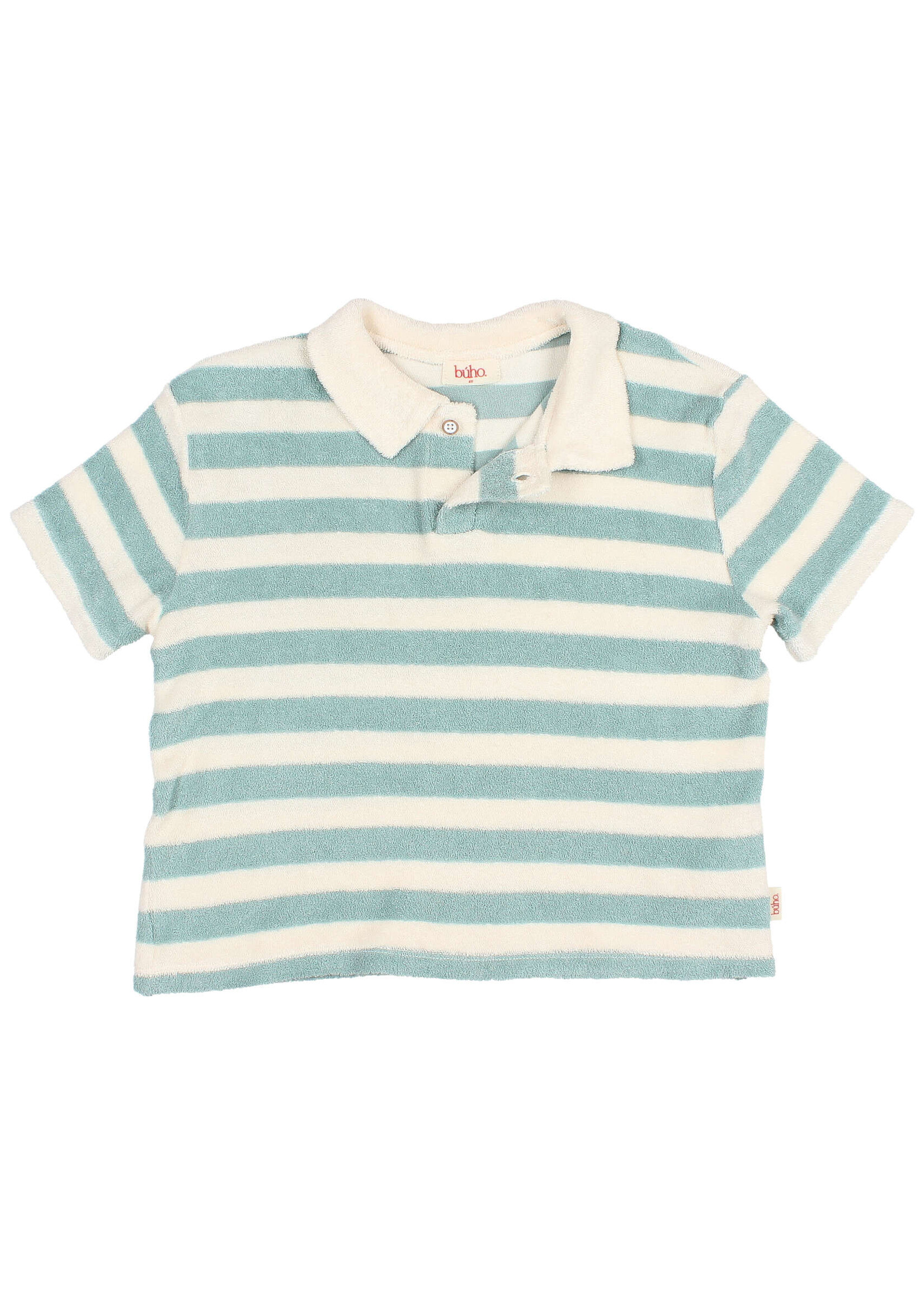 Buho Barcelona Terry stripes polo Green moss - Buho