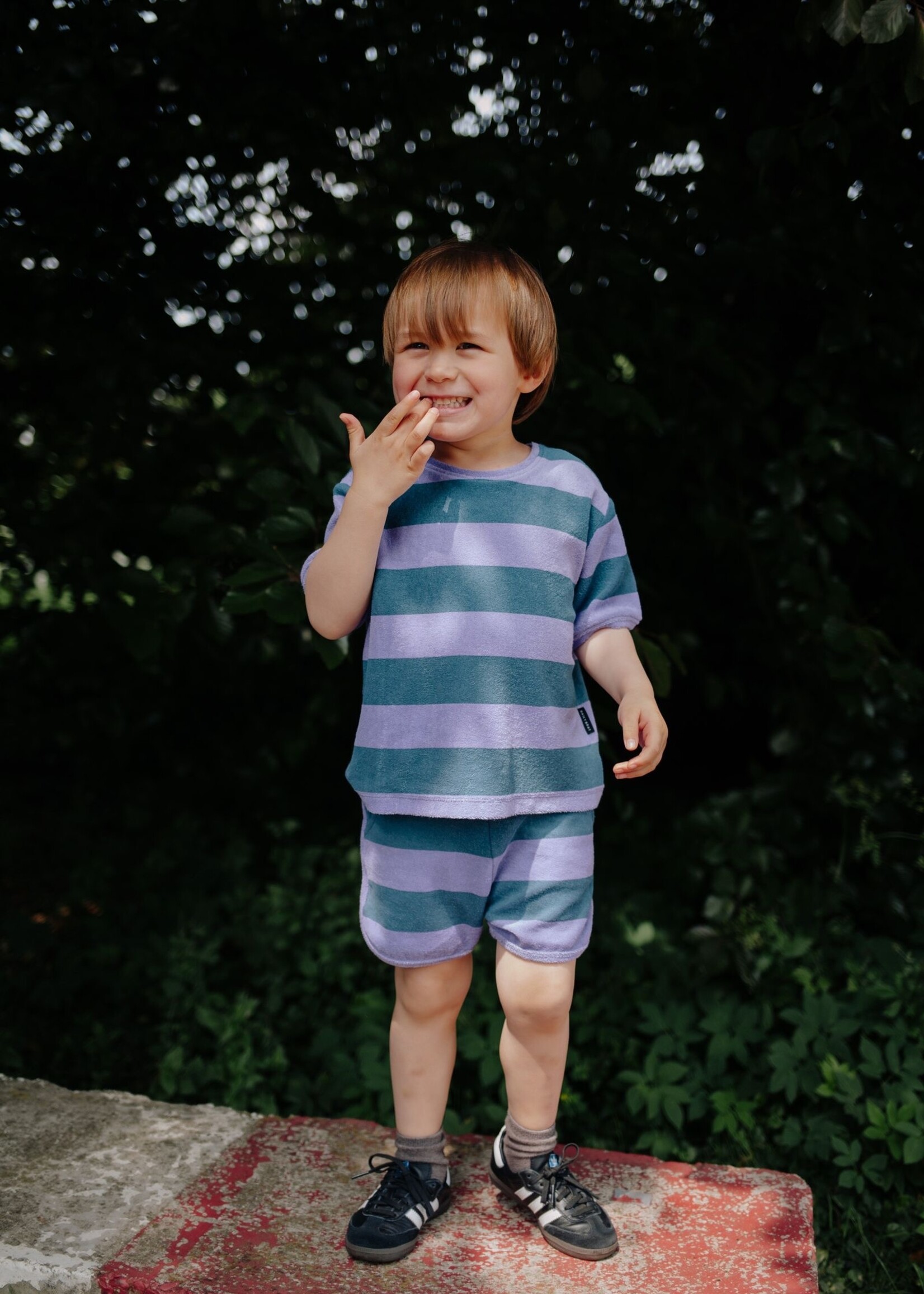 Daily Brat Striped towel tshirt Teal - Daily Brat