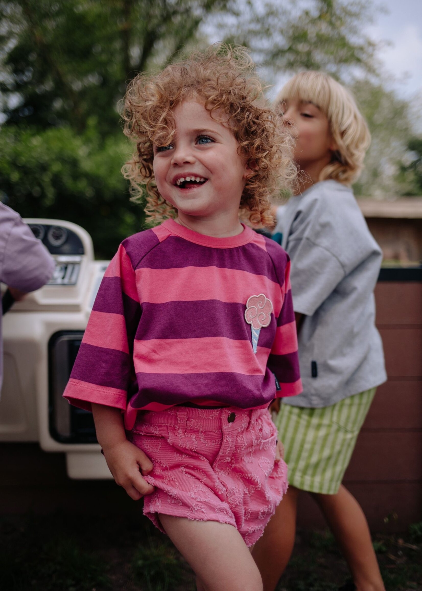 Daily Brat Striped ice cream tshirt Plum - Daily Brat