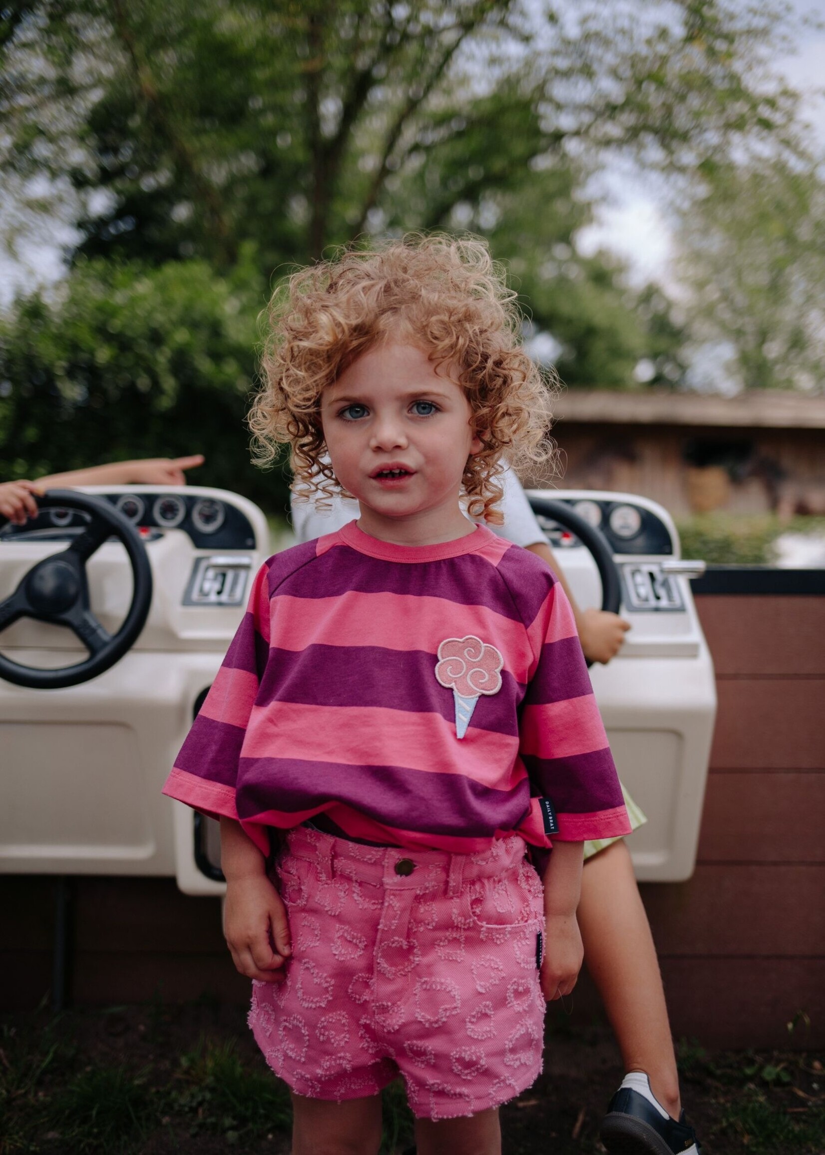 Daily Brat Striped ice cream tshirt Plum - Daily Brat