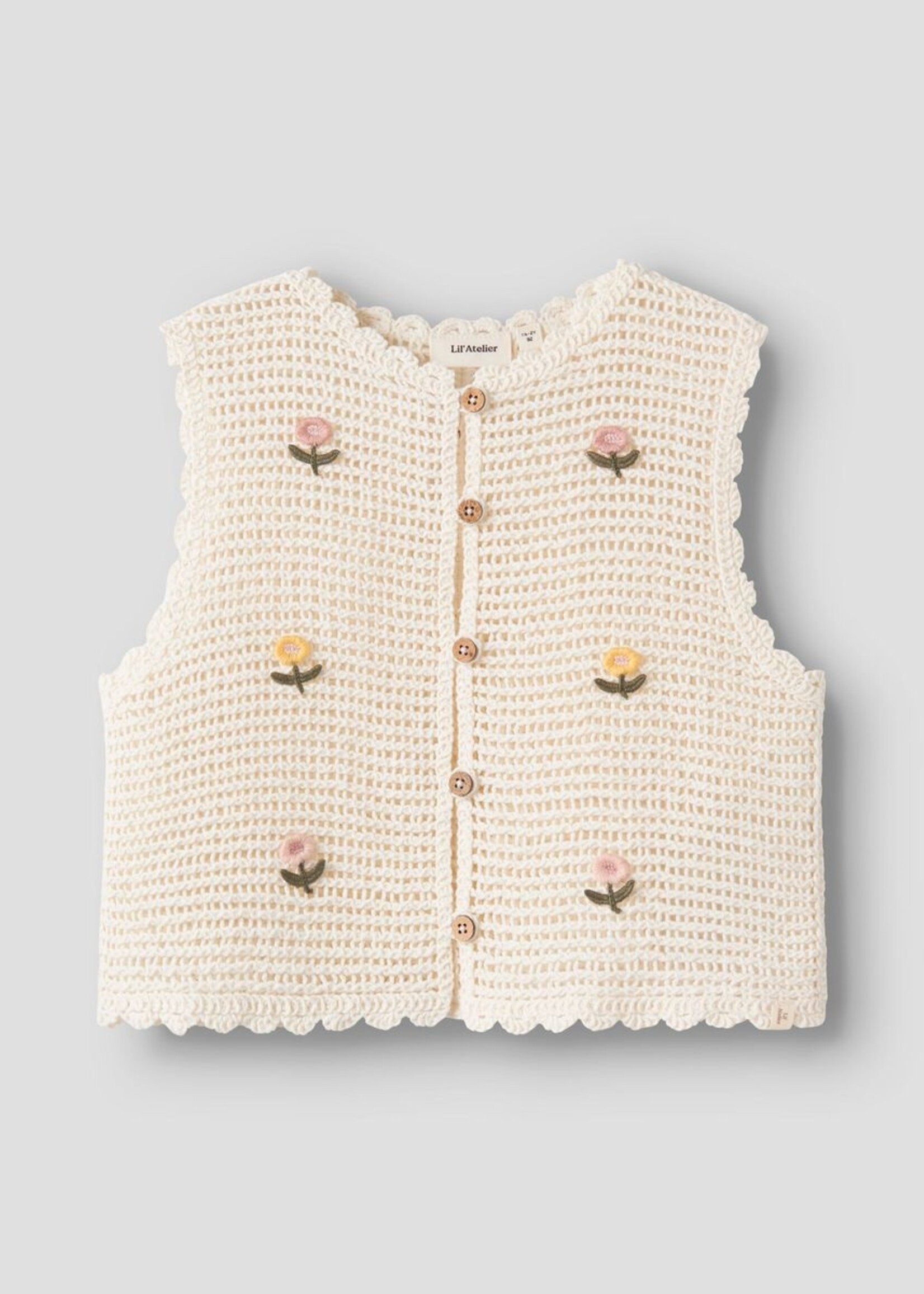 Lil Atelier Flora Knit Vest | Coconut milk - Lil atelier
