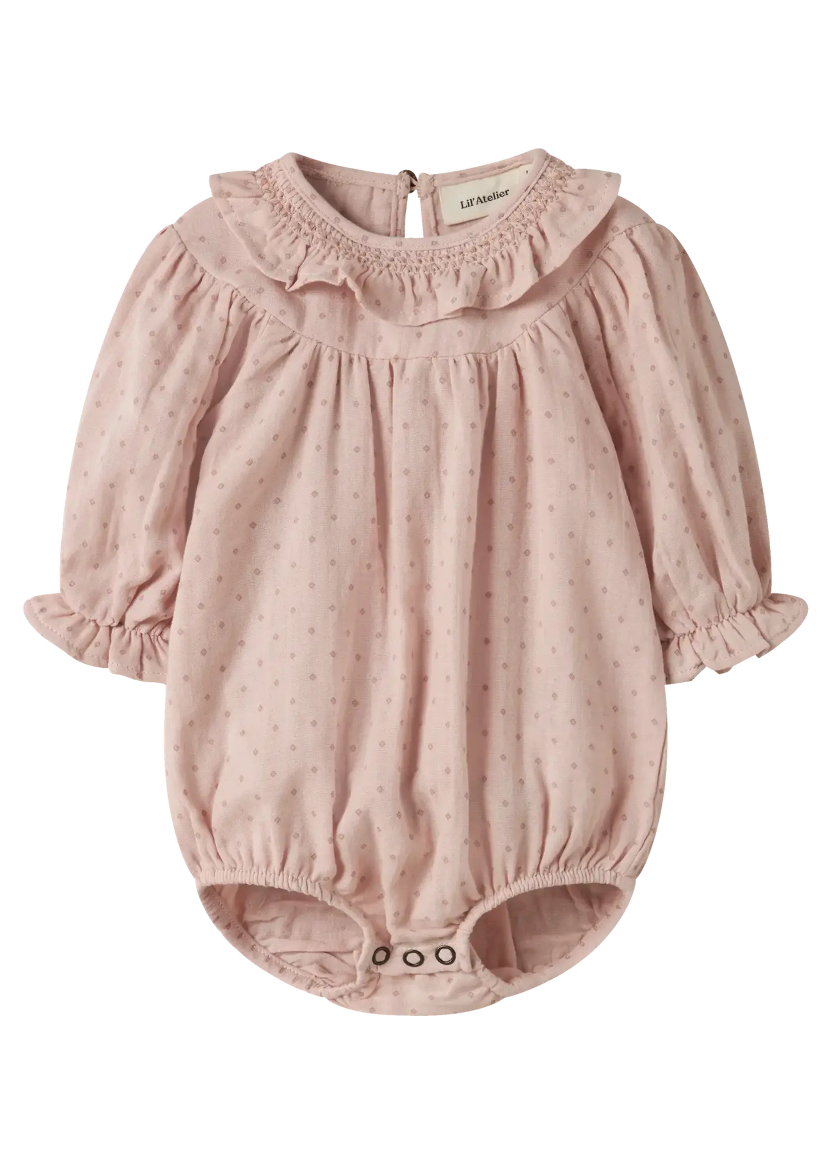 Lil Atelier Dembe LS loose romper | Peach whip - Lil Atelier