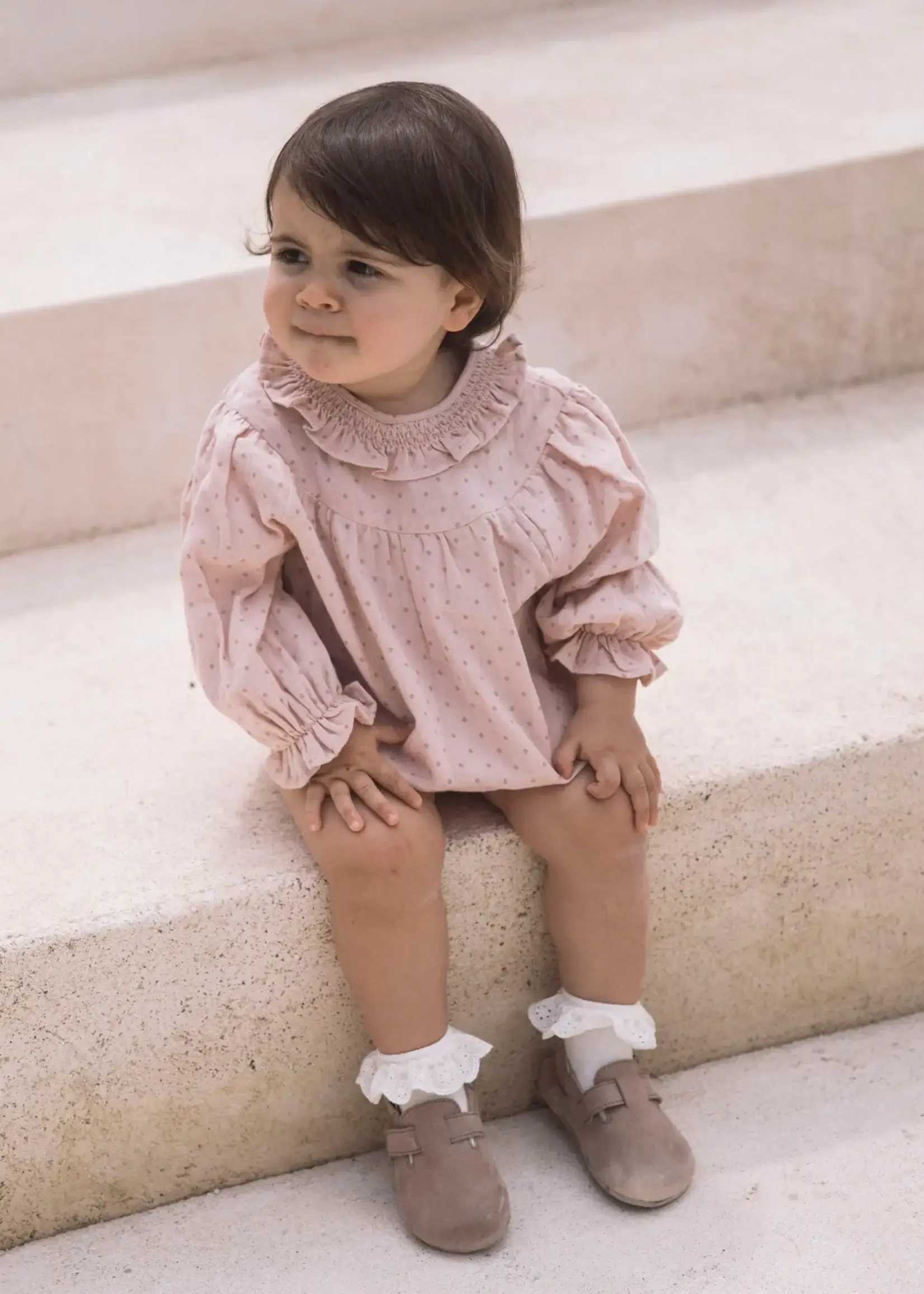 Lil Atelier Dembe LS loose romper | Peach whip - Lil Atelier