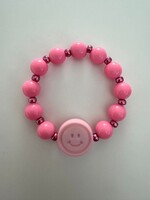 Armbandje smiley roze  - By melo