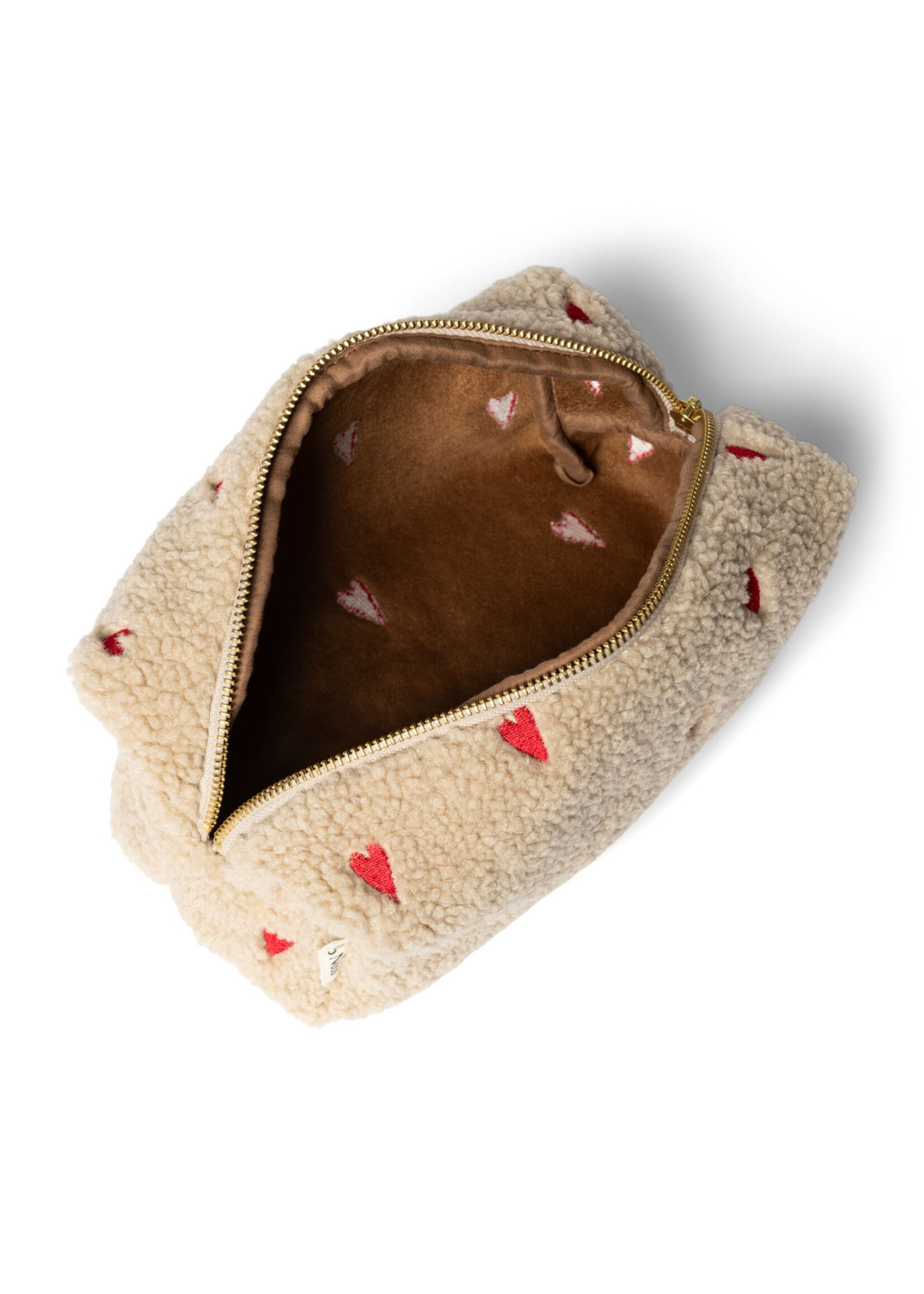 Studio Noos Ecru teddy hearts pouch - Studio Noos