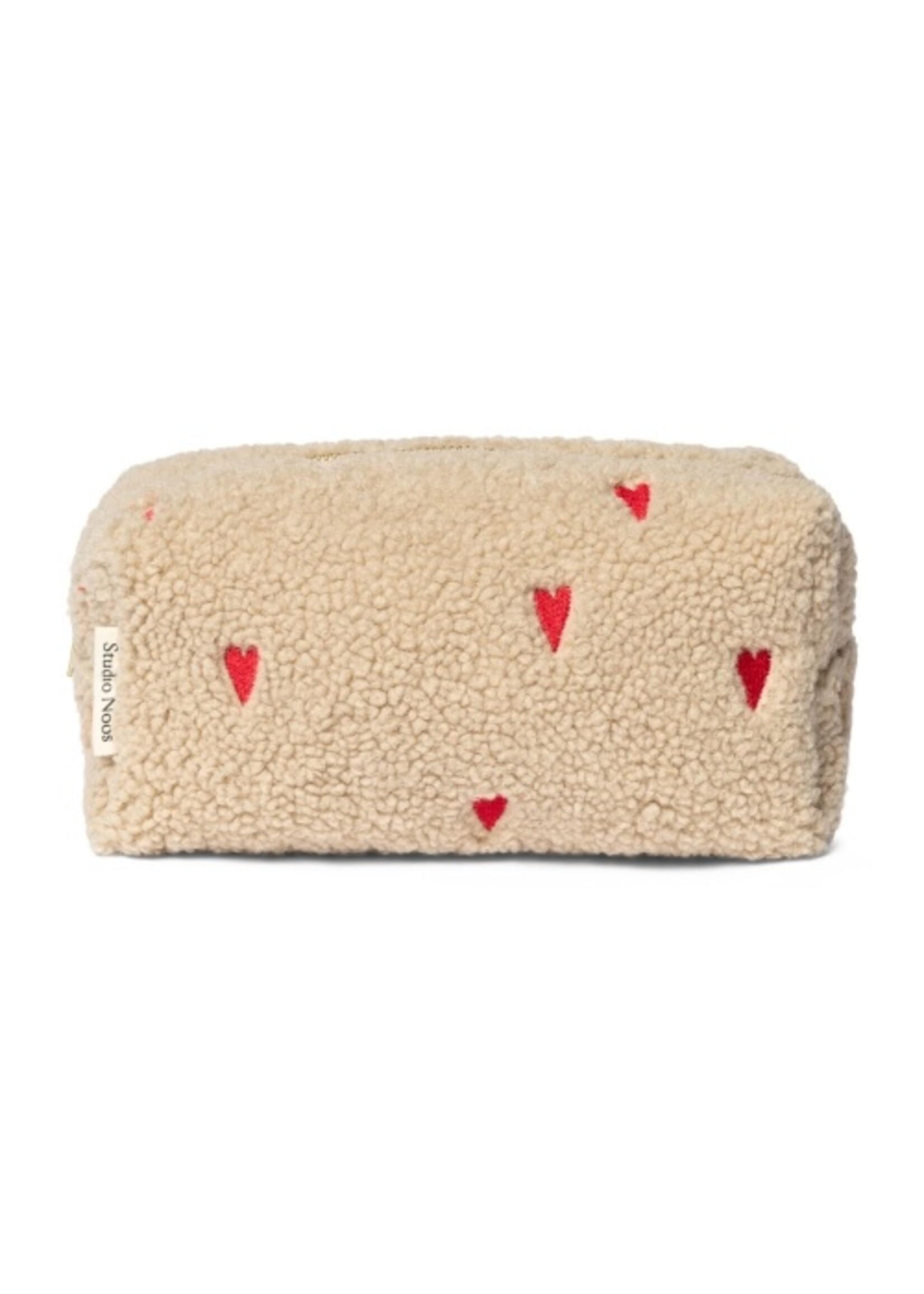 Studio Noos Ecru teddy hearts pouch - Studio Noos