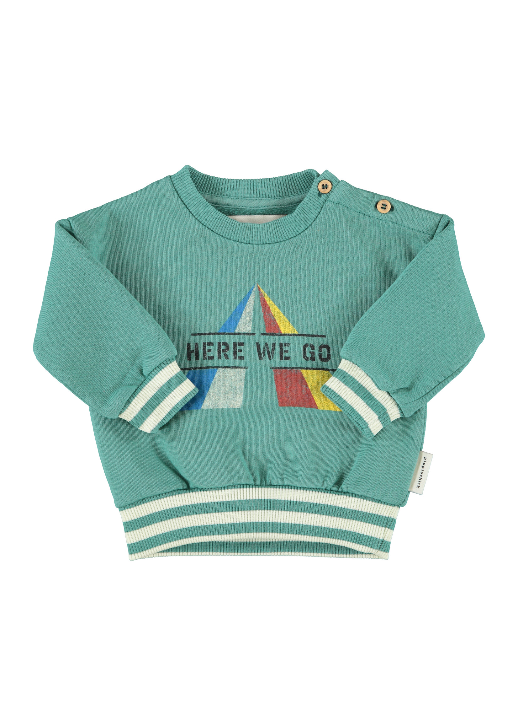 Piupiuchick Sweatshirt Green Here we go print - Piupiuchick