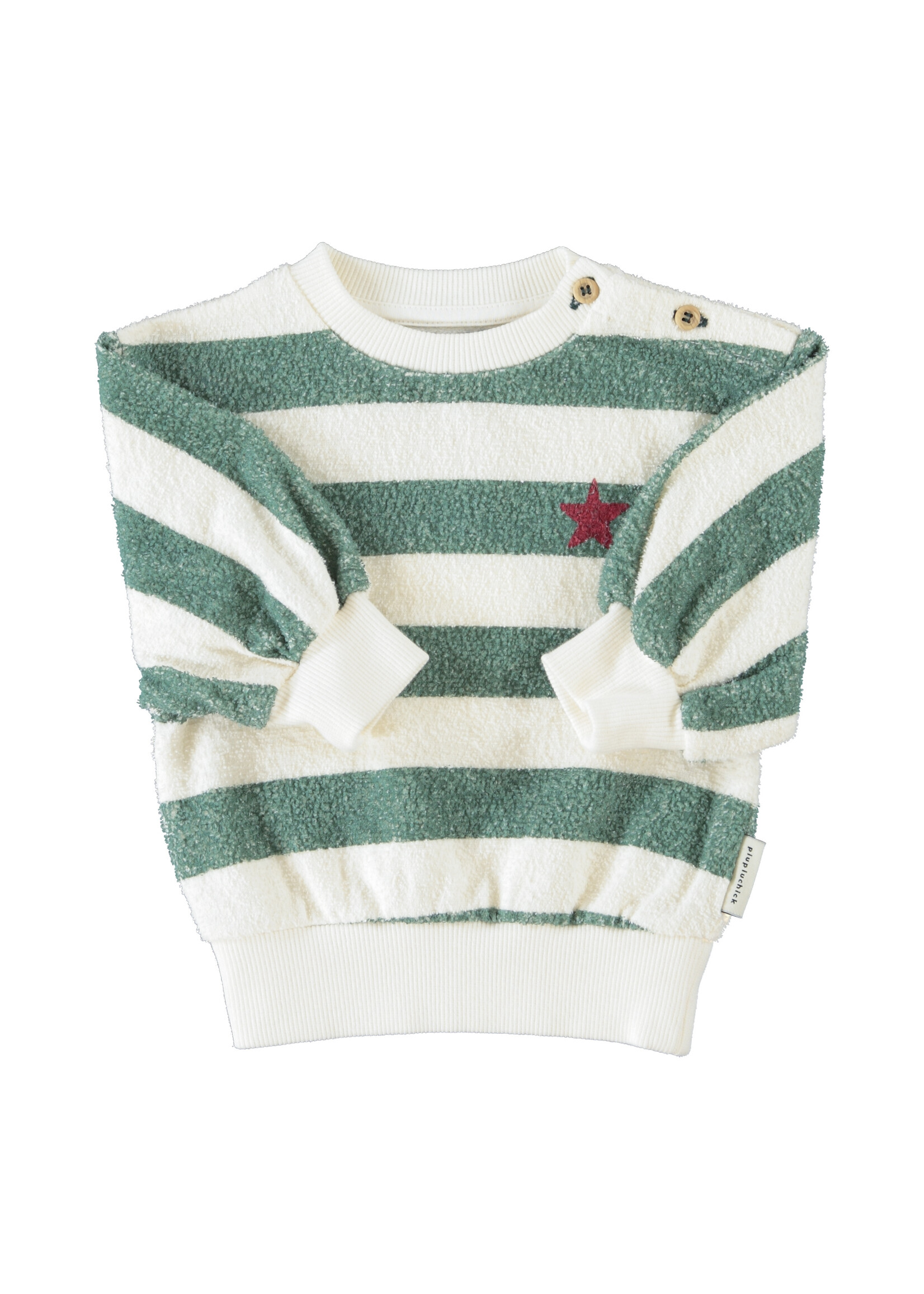 Piupiuchick Sweatshirt Ecru green stripes - Piupiuchick