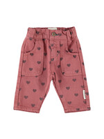 Piupiuchick Baby trousers pink black hearts - Piupiuchick