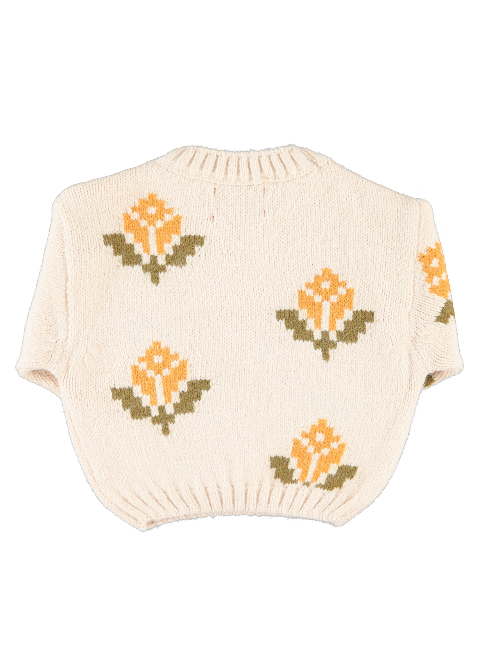 Piupiuchick Jacquard sweater Ecru flowers - Piupiuchick