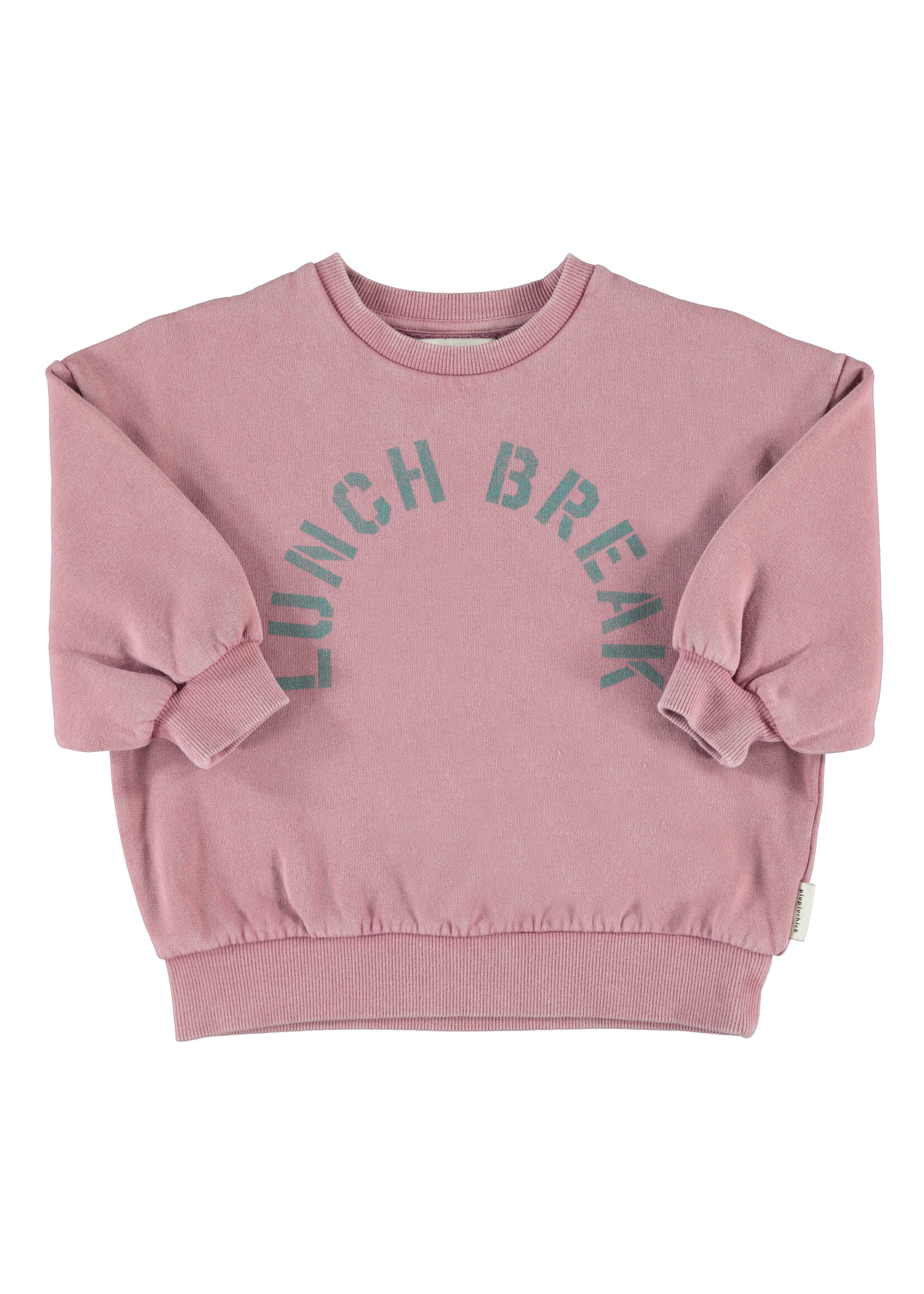 Piupiuchick Oversized sweatshirt Pink lunch break print - Piupiuchick