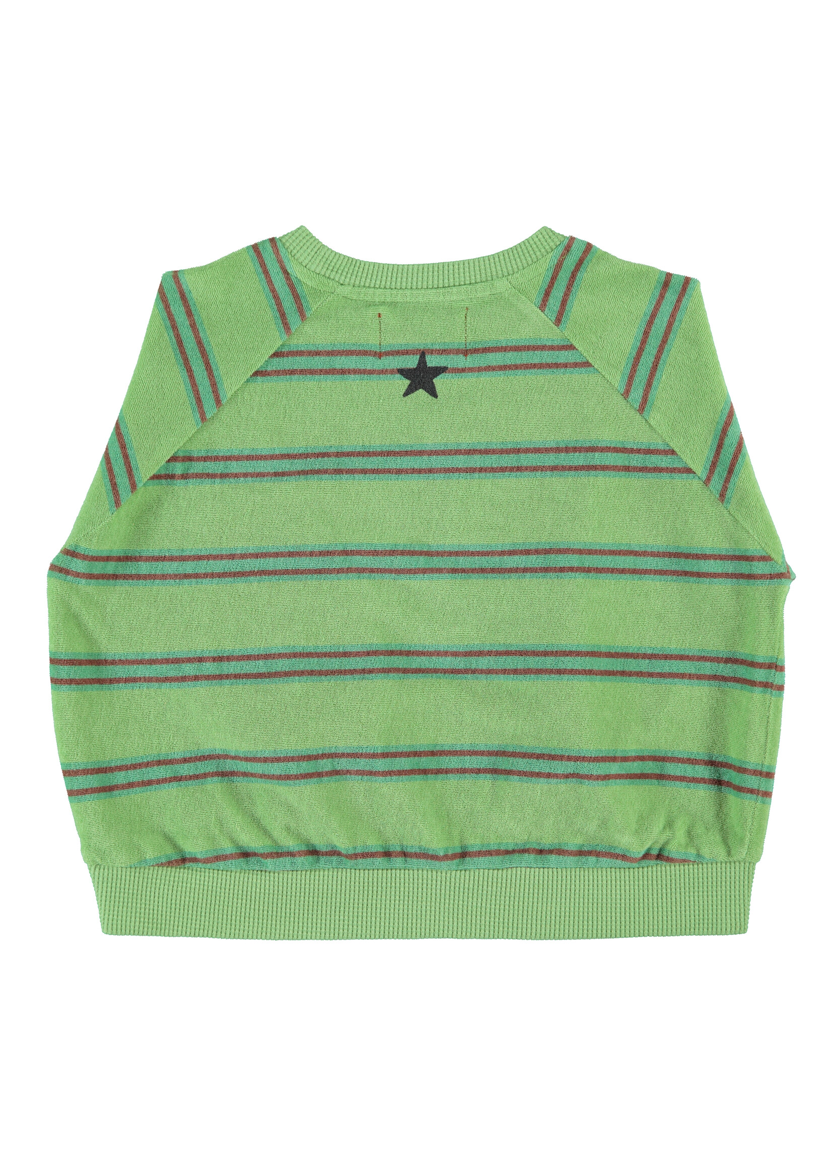 Piupiuchick Terry cotton sweatshirt Green double stripes - Piupiuchick