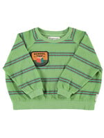 Piupiuchick Terry cotton sweatshirt Green double stripes - Piupiuchick