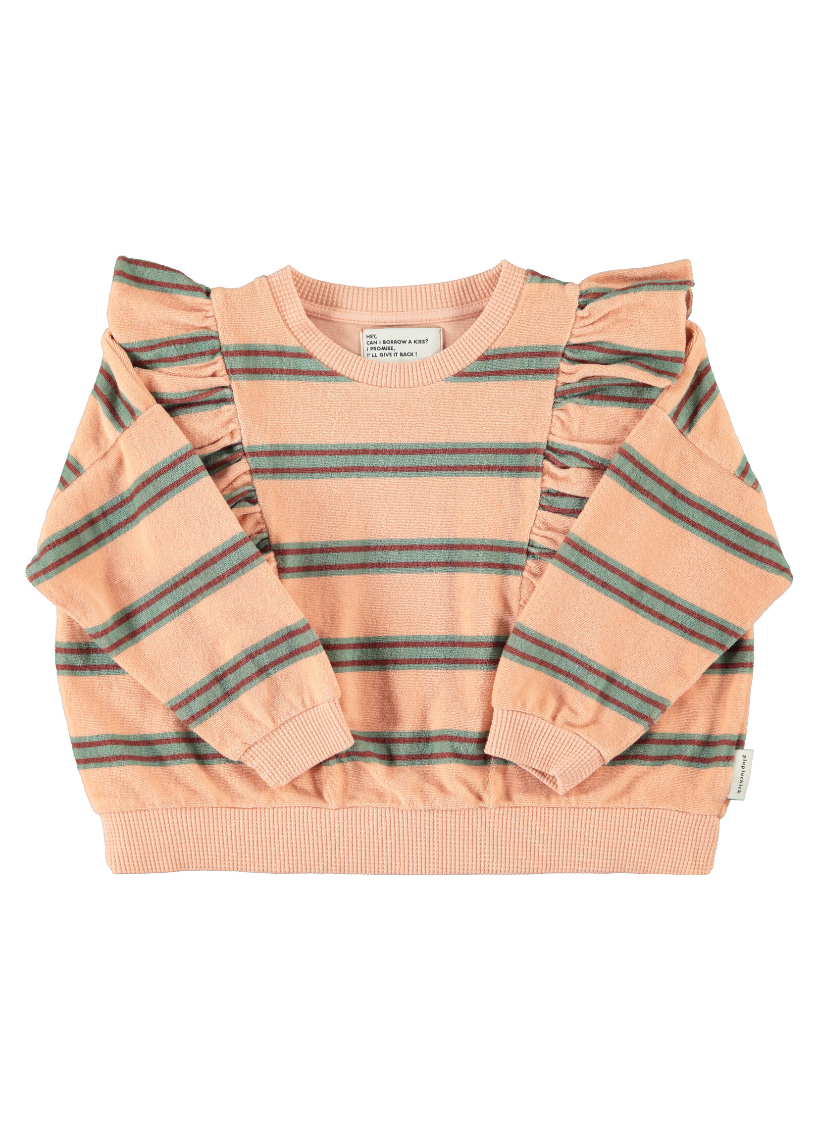 Piupiuchick Terry cotton sweatshirt Light pink double stripes - Piupiuchick