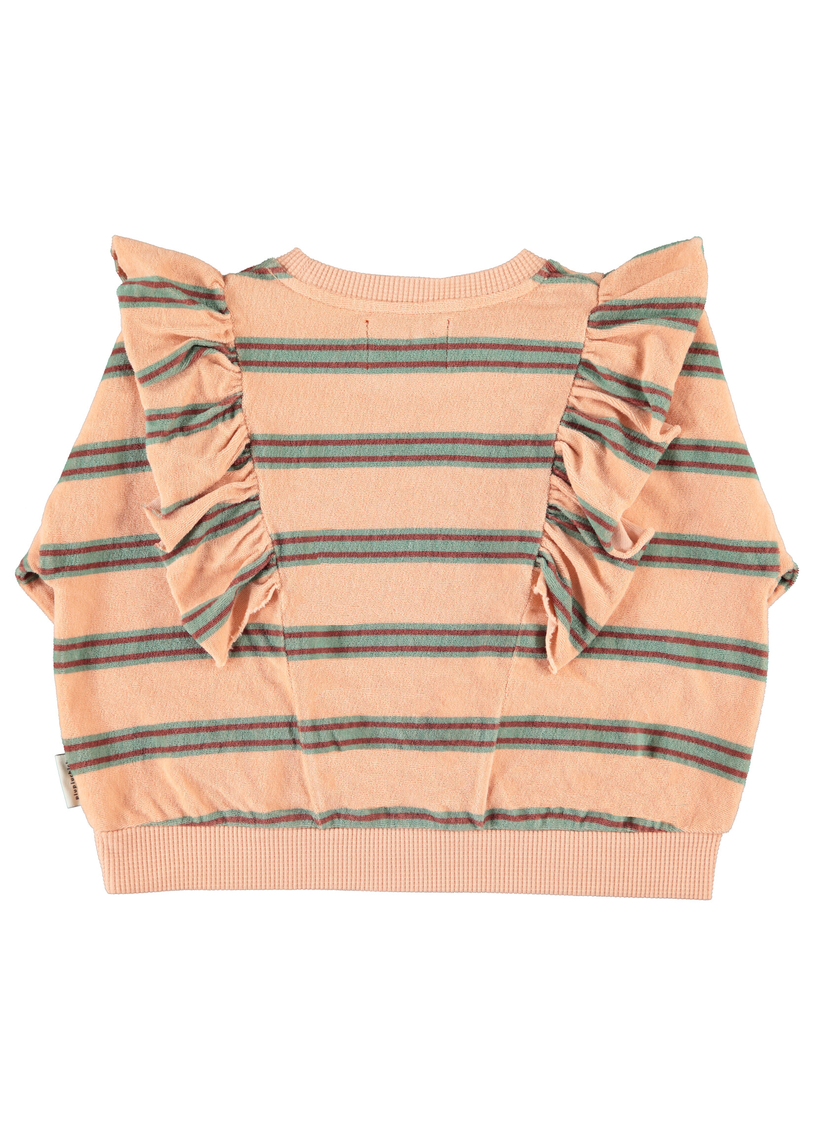 Piupiuchick Terry cotton sweatshirt Light pink double stripes - Piupiuchick