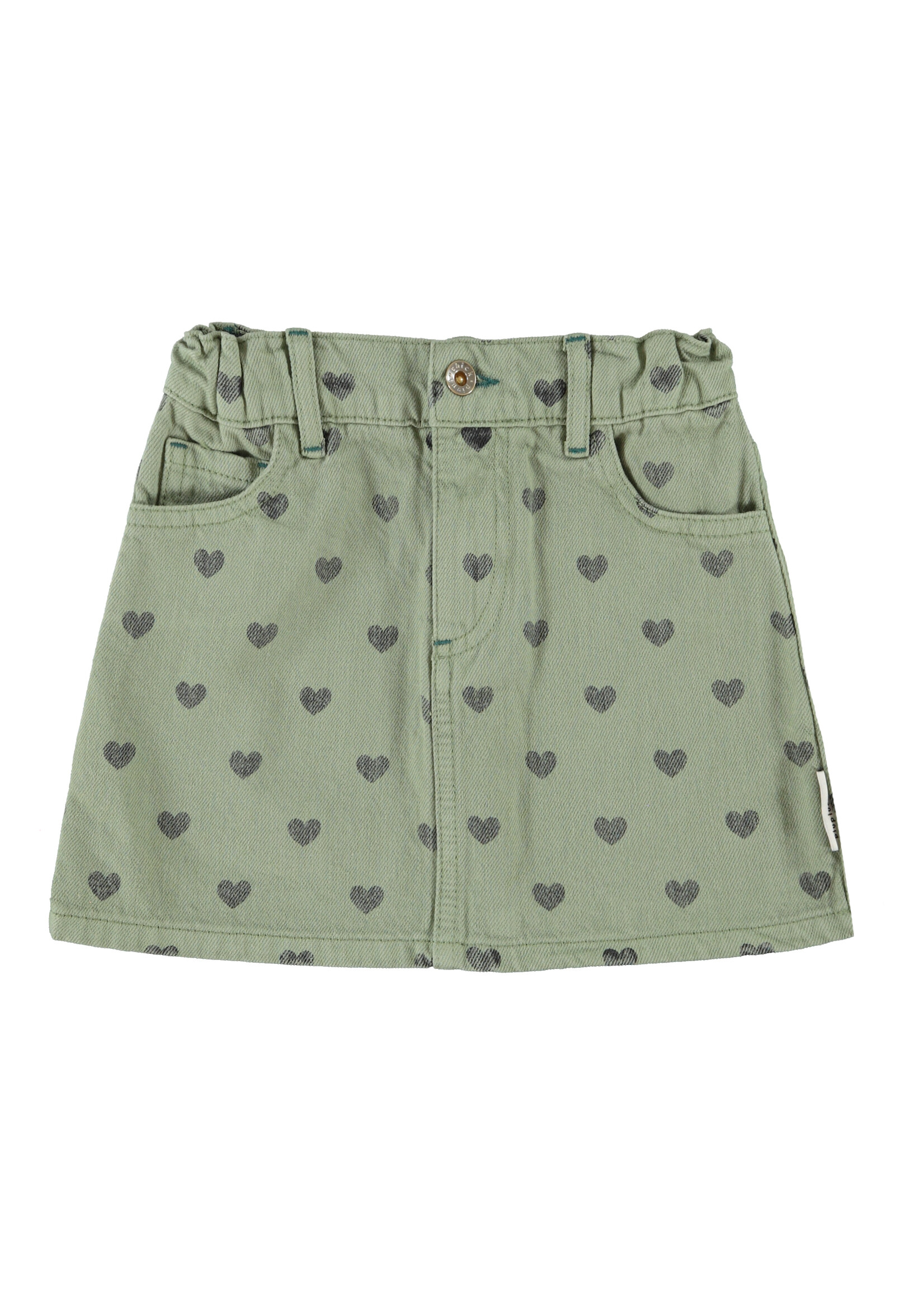 Piupiuchick Short skirt Olive green Black hearts - Piupiuchick