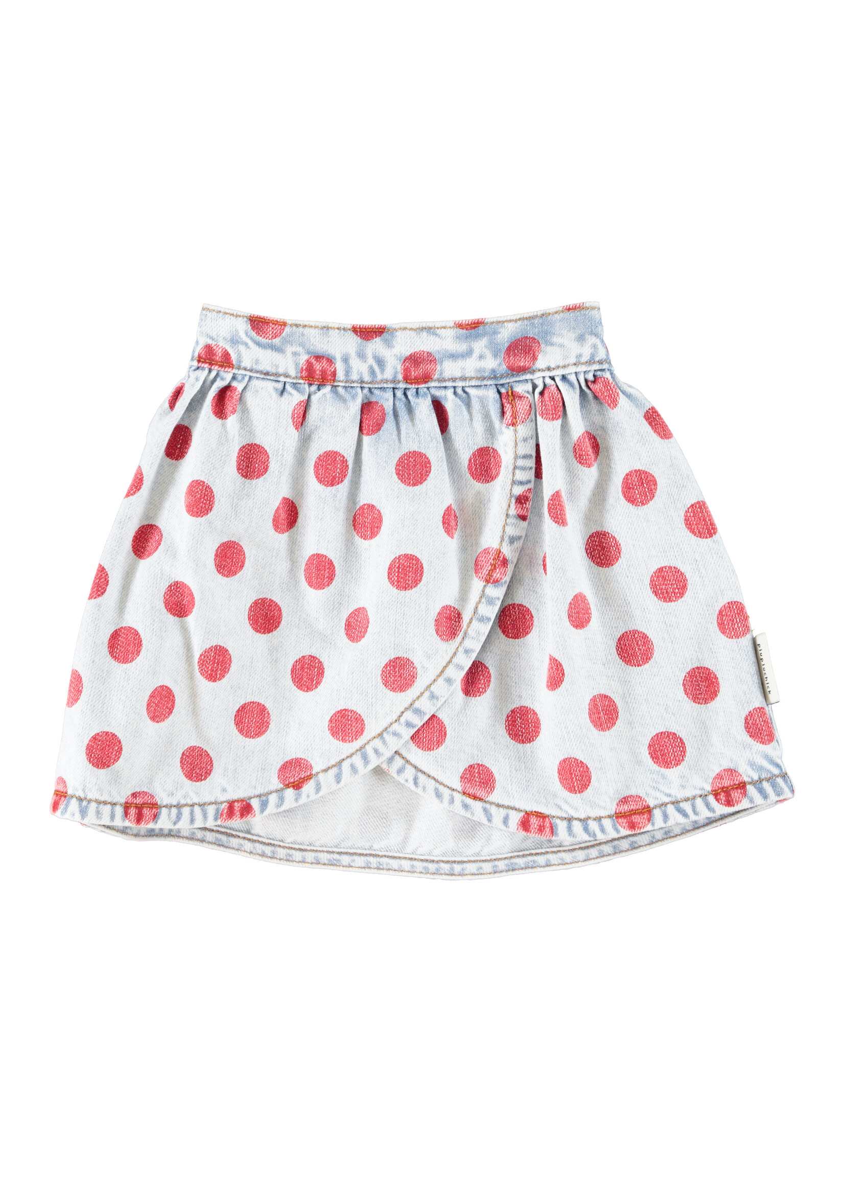 Piupiuchick Short skirt Light blue denim Red dots - Piupiuchick