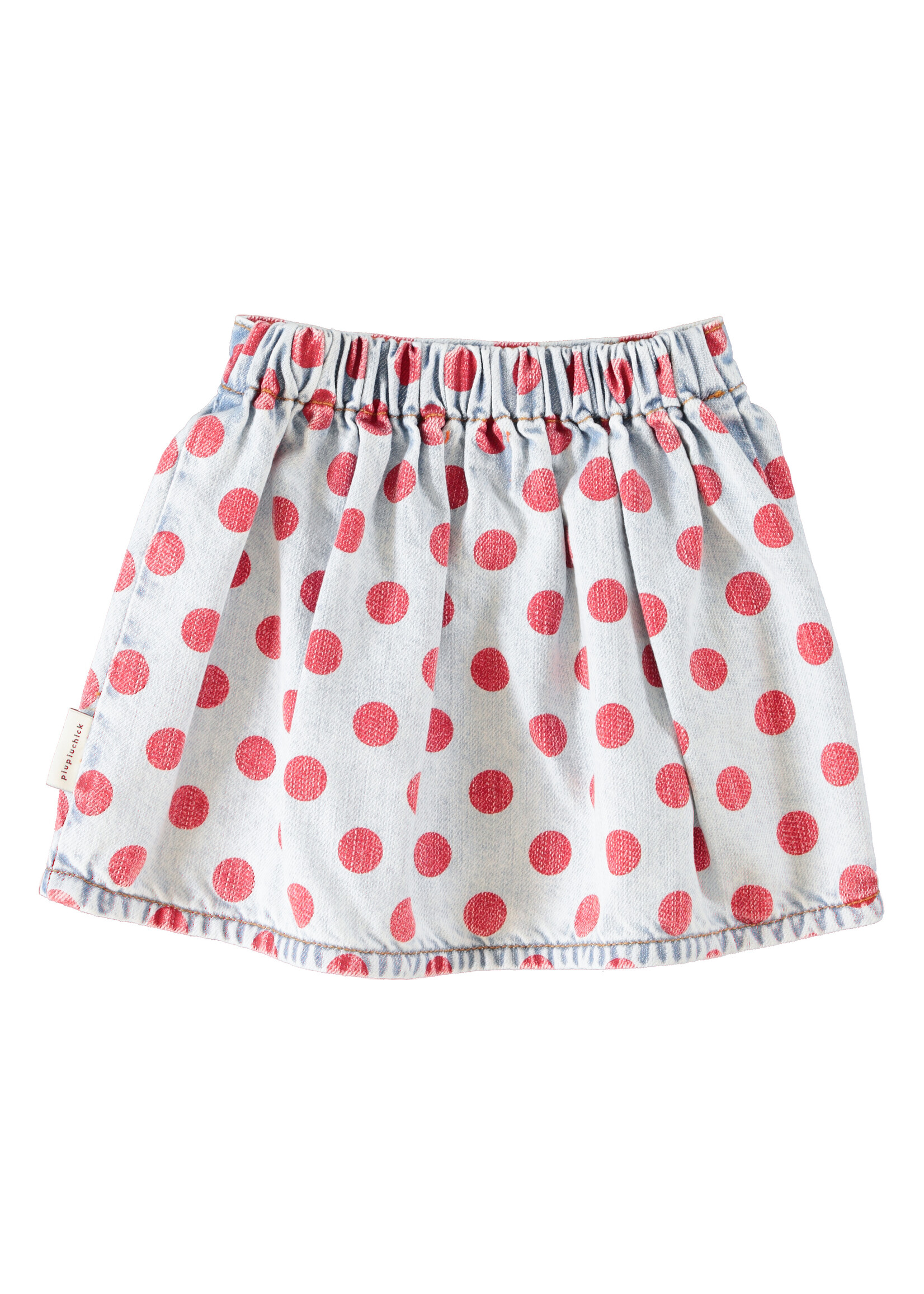 Piupiuchick Short skirt Light blue denim Red dots - Piupiuchick