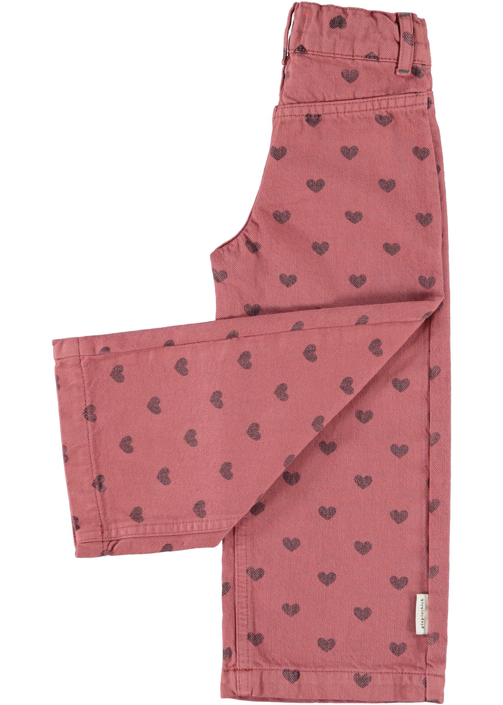 Piupiuchick Flare trousers pink black hearts - Piupiuchick
