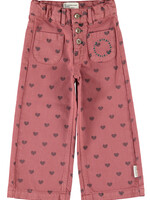 Piupiuchick Flare trousers pink black hearts - Piupiuchick