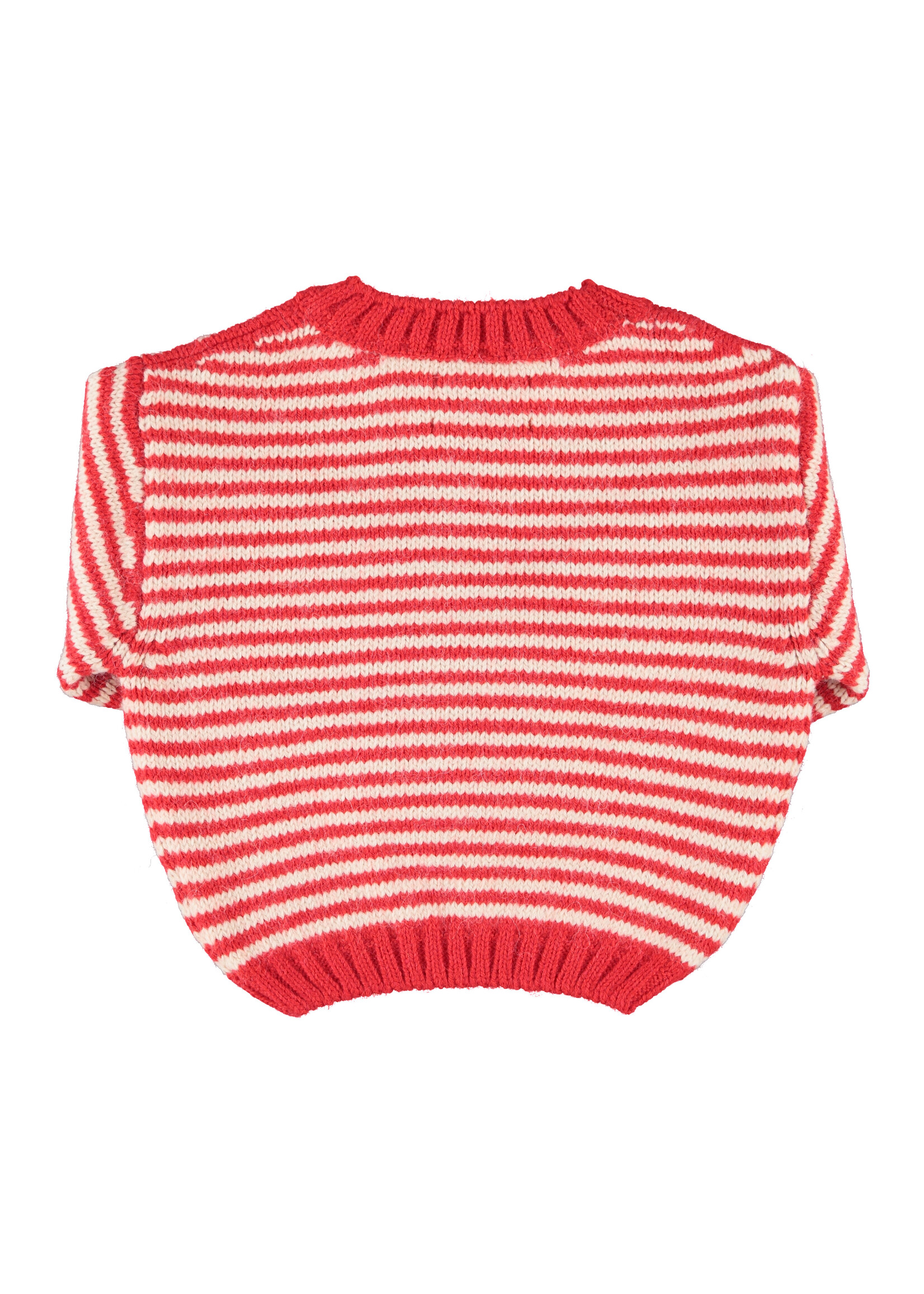 Piupiuchick Knitted sweater | ecru & red stripes - Piupiuchick