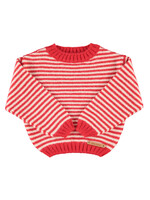 Piupiuchick Knitted sweater | ecru & red stripes - Piupiuchick