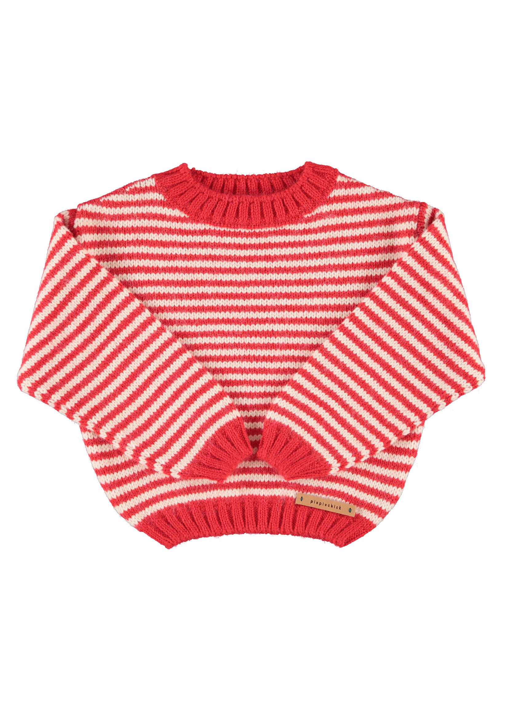 Piupiuchick Knitted sweater | ecru & red stripes - Piupiuchick