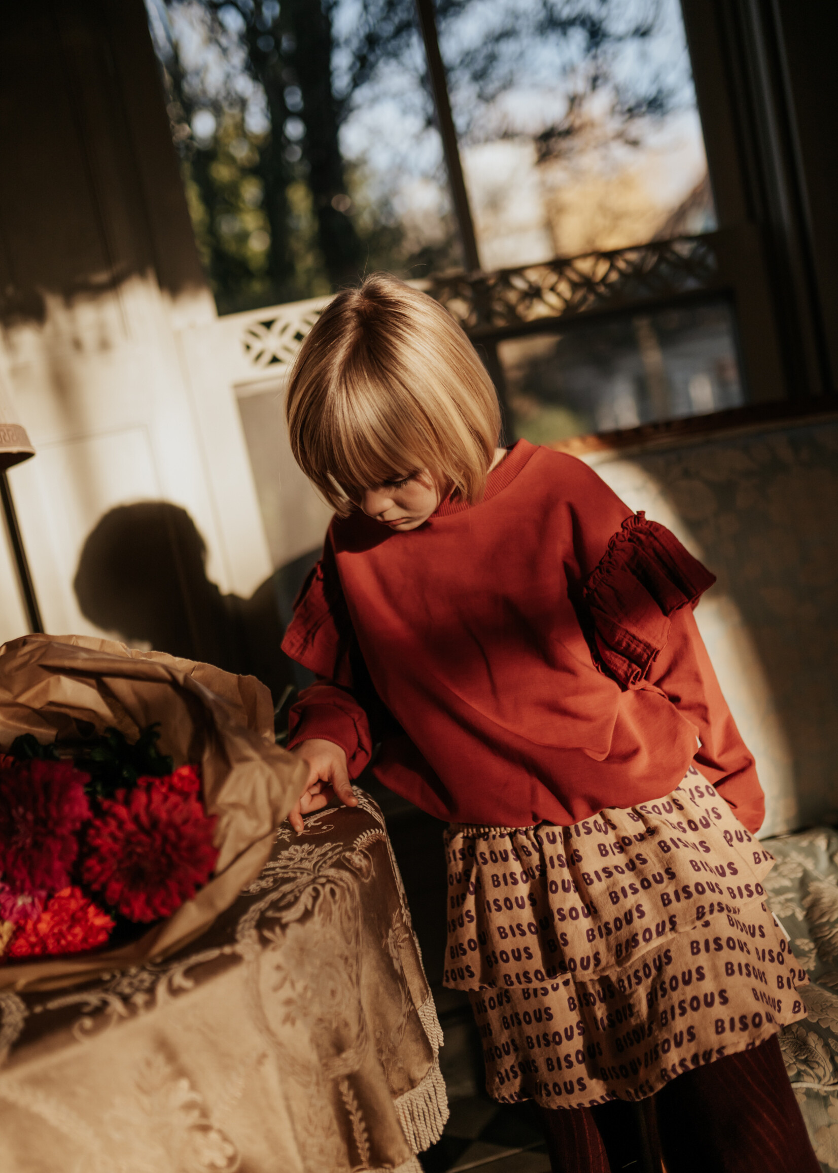 Petit Blush Sweater ruffles | Garnet - Petit Blush