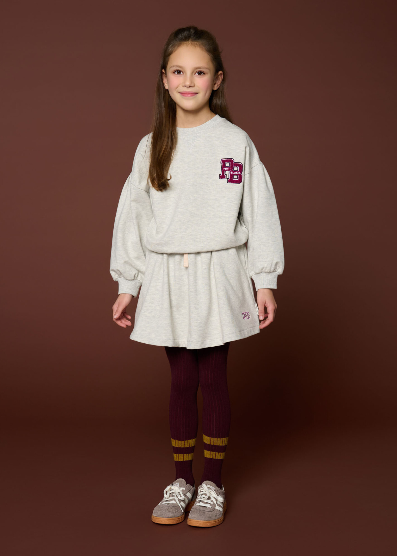 Petit Blush Easy sweater PB logo | Grey melange - Petit Blush