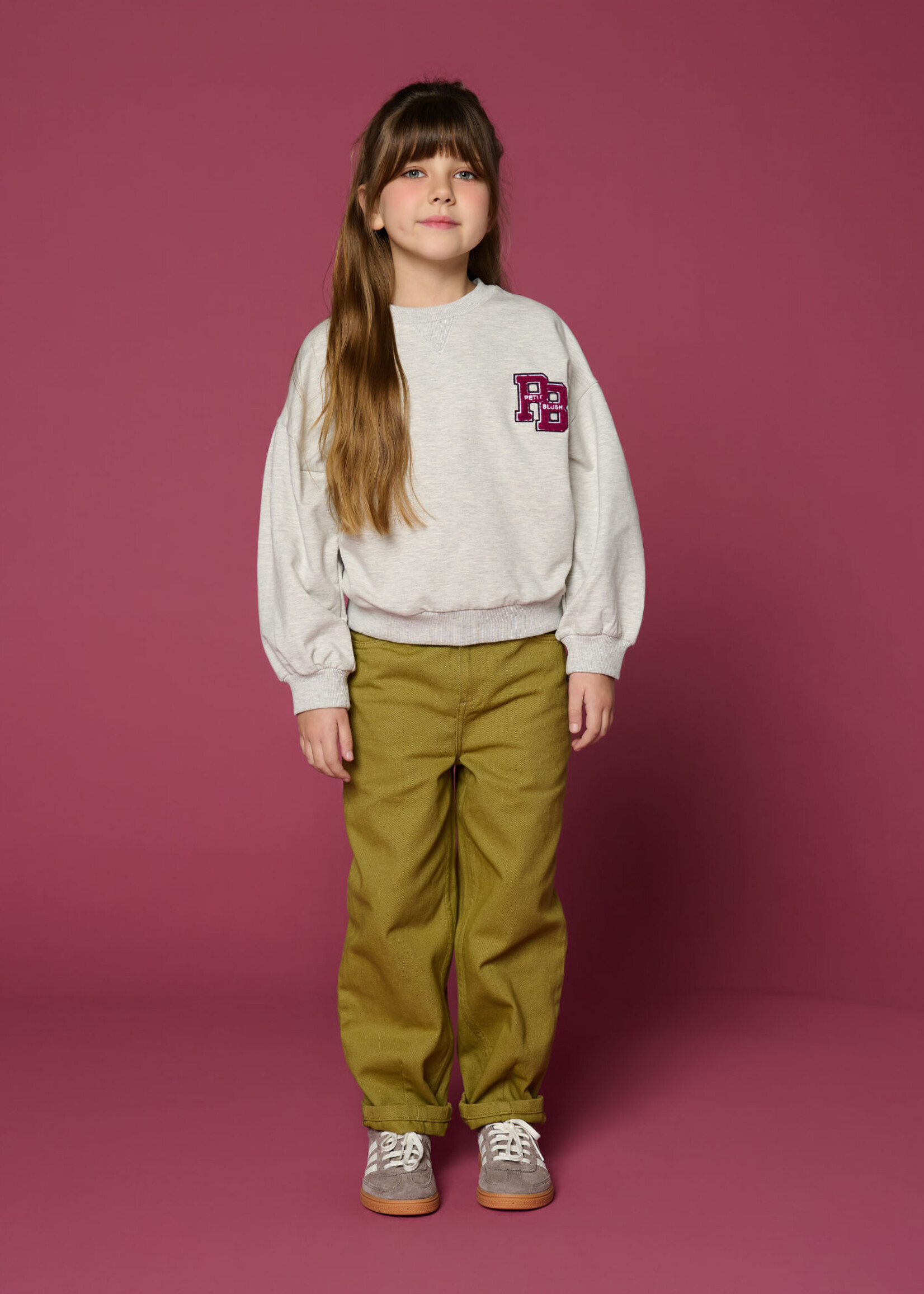 Petit Blush Easy sweater PB logo | Grey melange - Petit Blush
