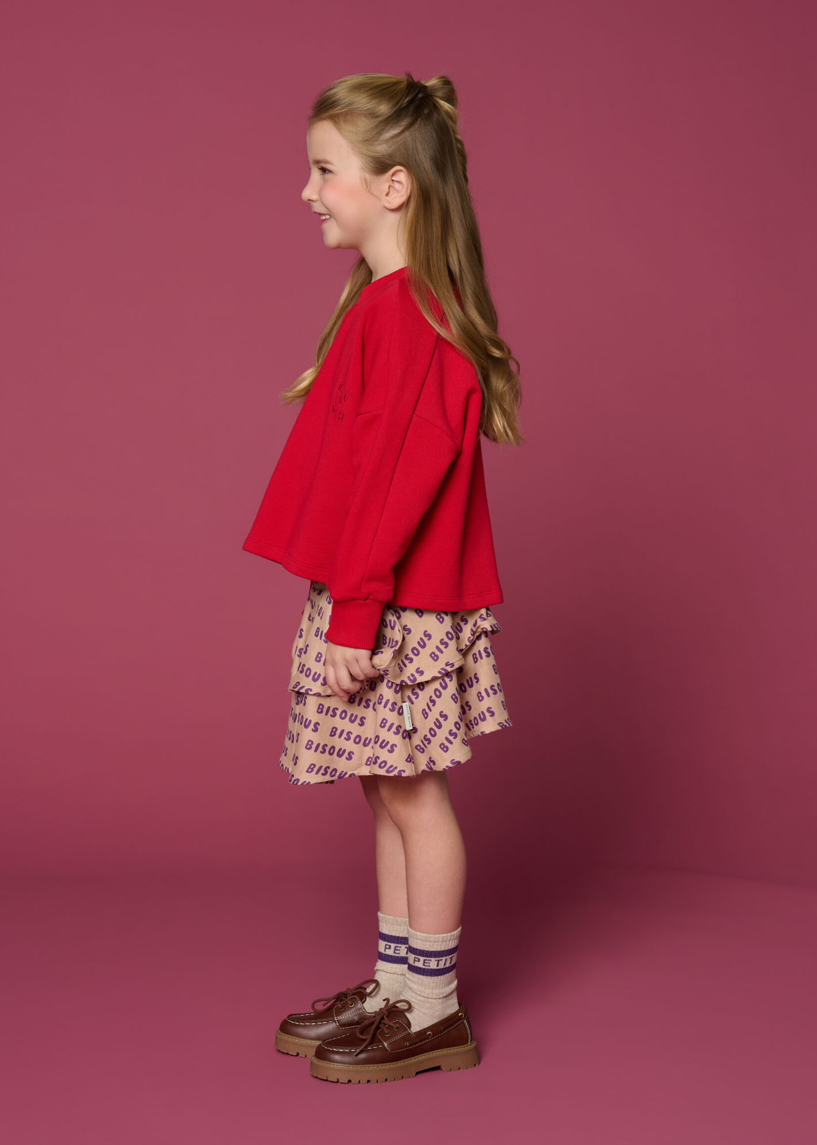 Petit Blush Mini smock skirt bisous | Cork/Purple - Petit Blush