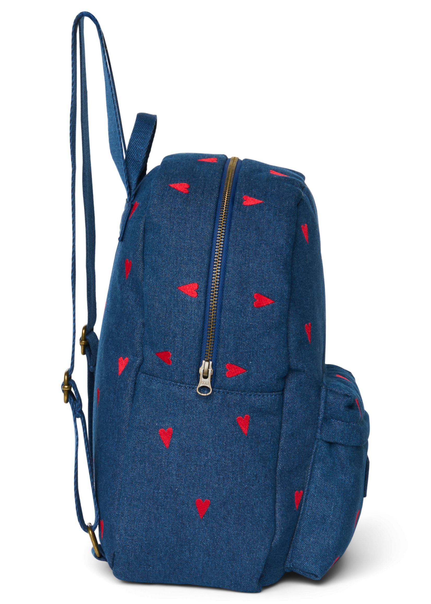 Studio Noos Midi backpack dark blue denim Red hearts - Studio Noos