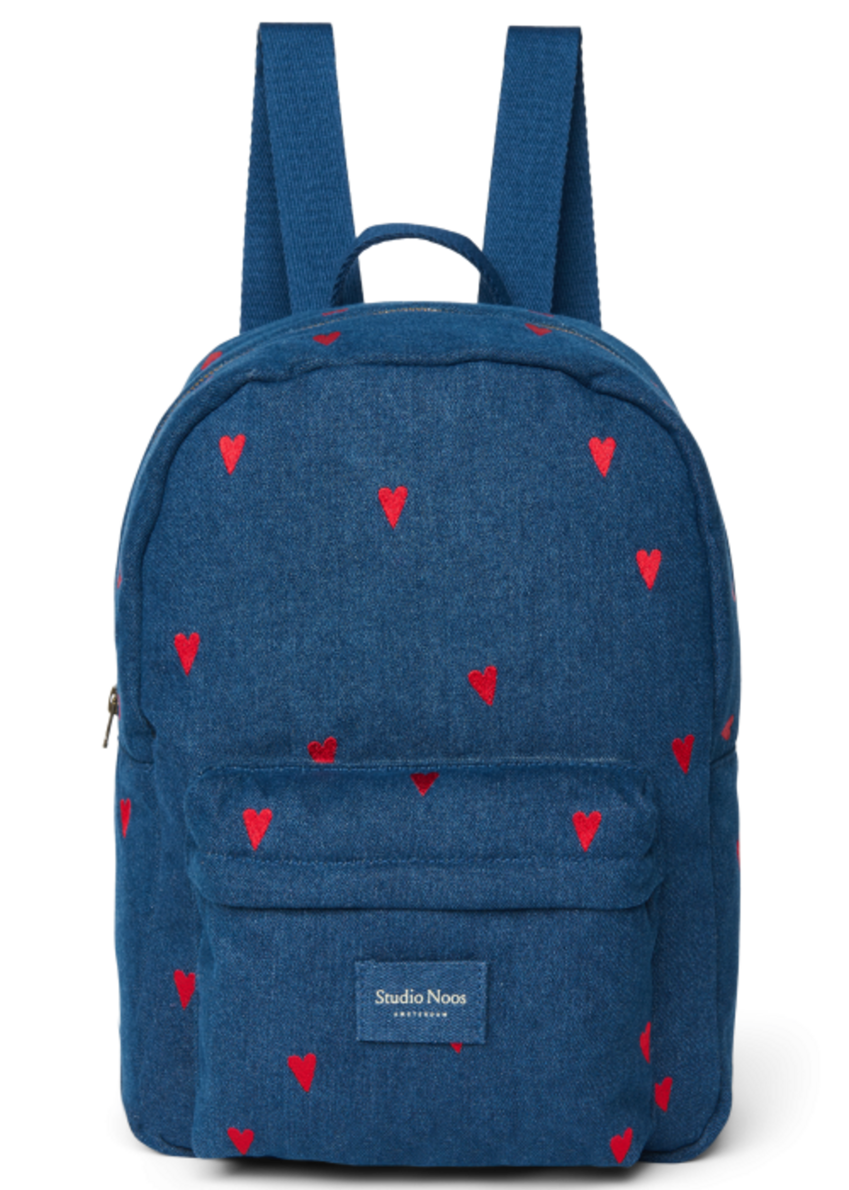 Studio Noos Midi backpack dark blue denim Red hearts - Studio Noos
