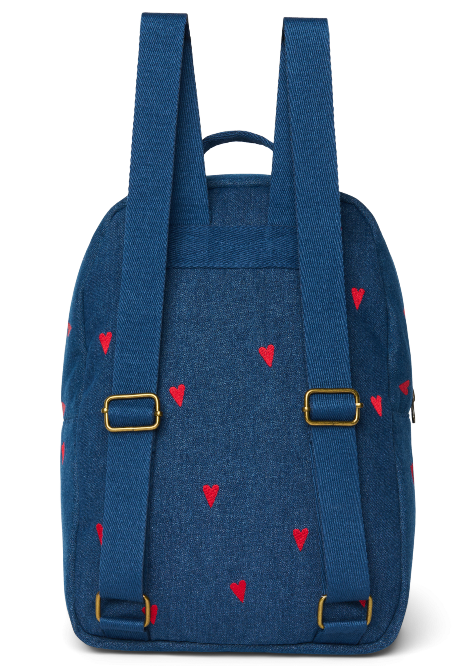 Studio Noos Midi backpack dark blue denim Red hearts - Studio Noos